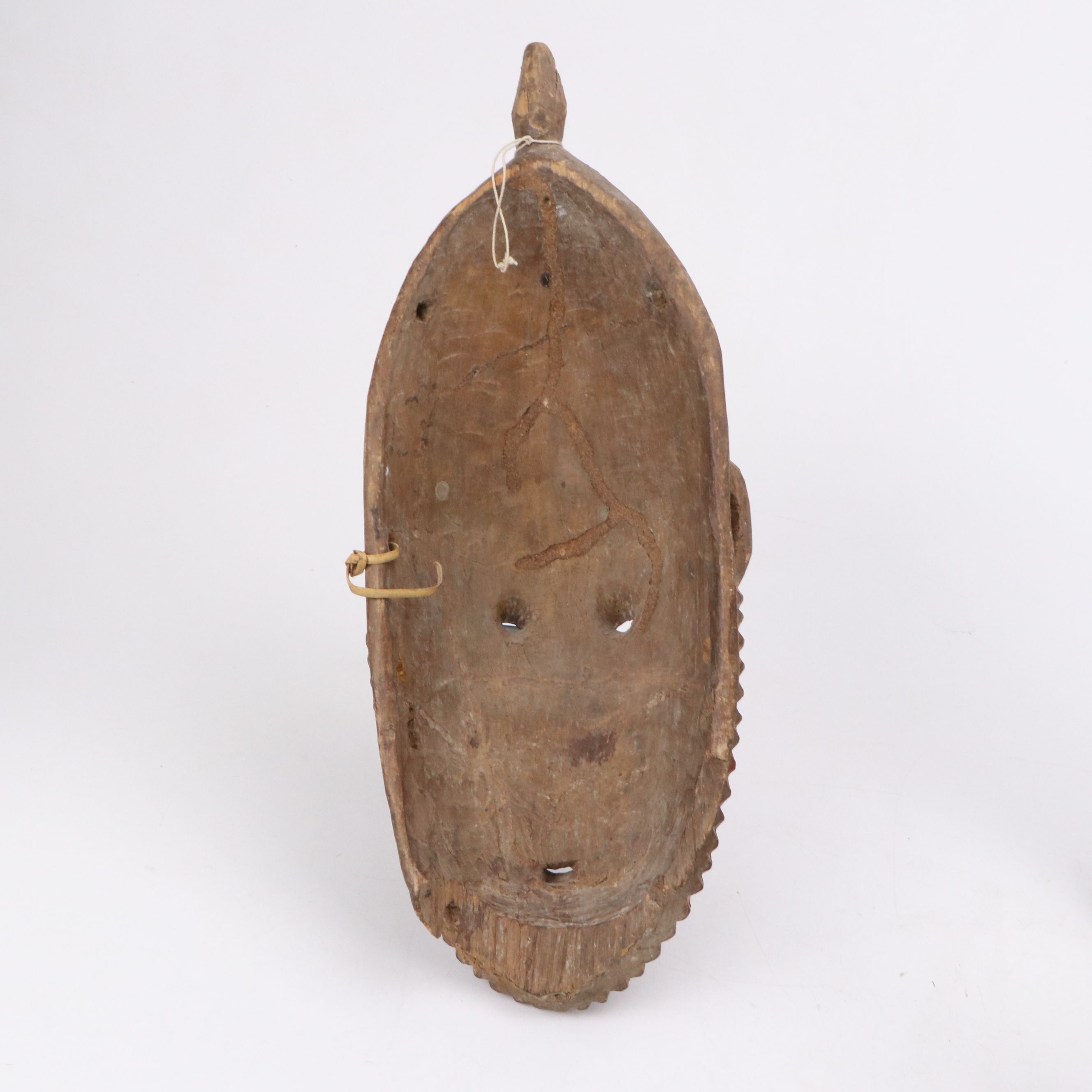 PNG Lower Sepik Carved Masks with Woven Bags and Carved Male Figure