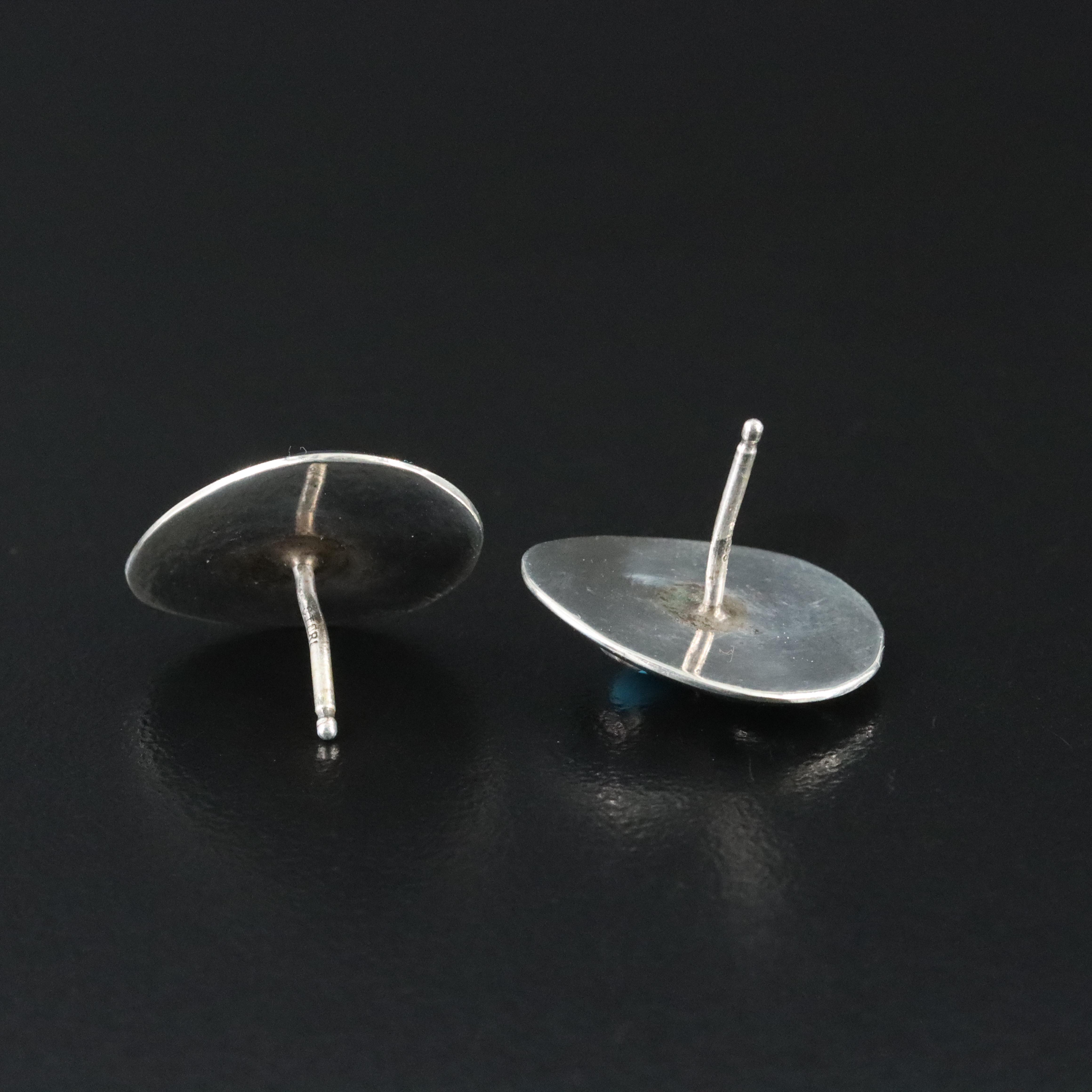 Western Sterling Turquoise Shadowbox Bear Paw Earrings