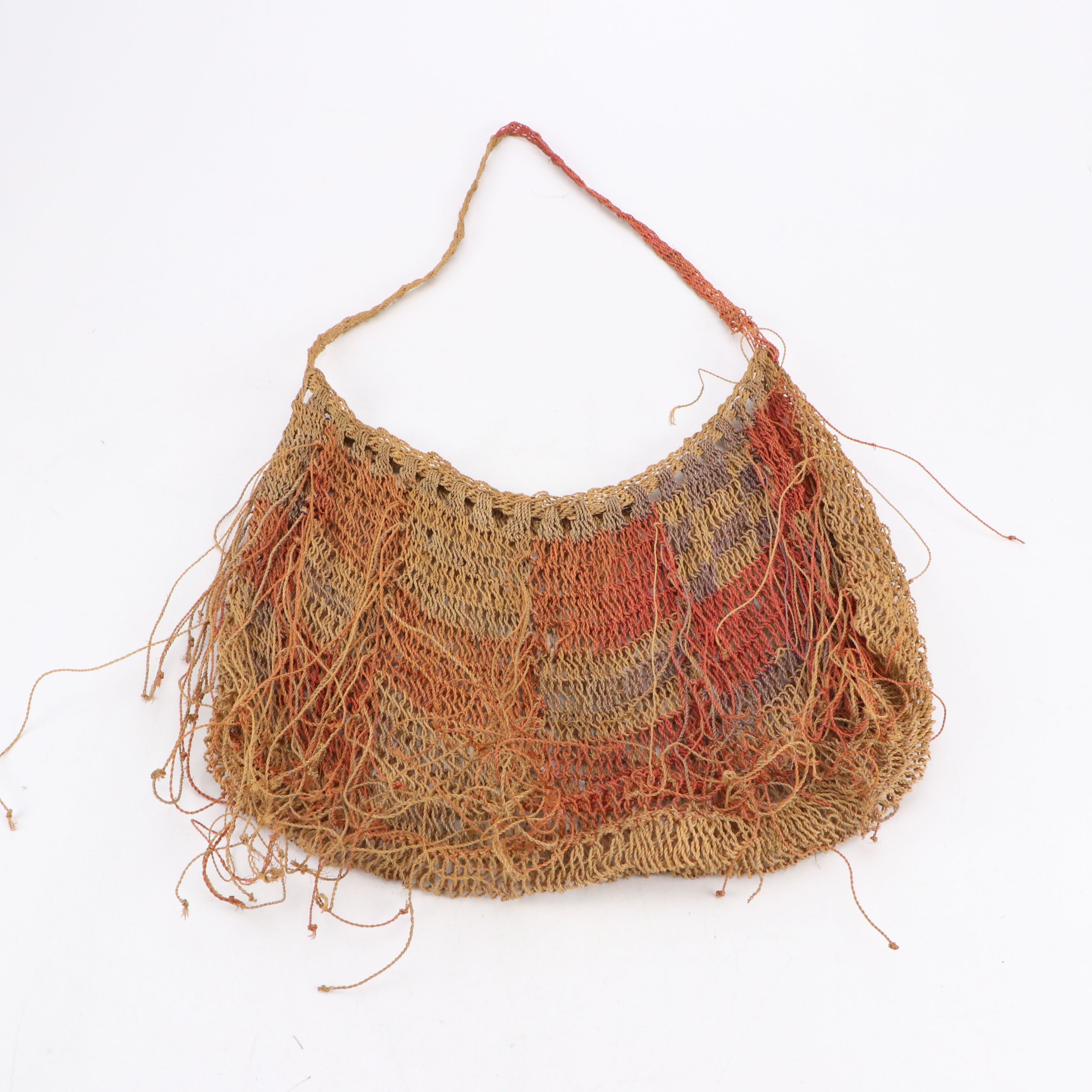 PNG Lower Sepik Carved Masks with Woven Bags and Carved Male Figure