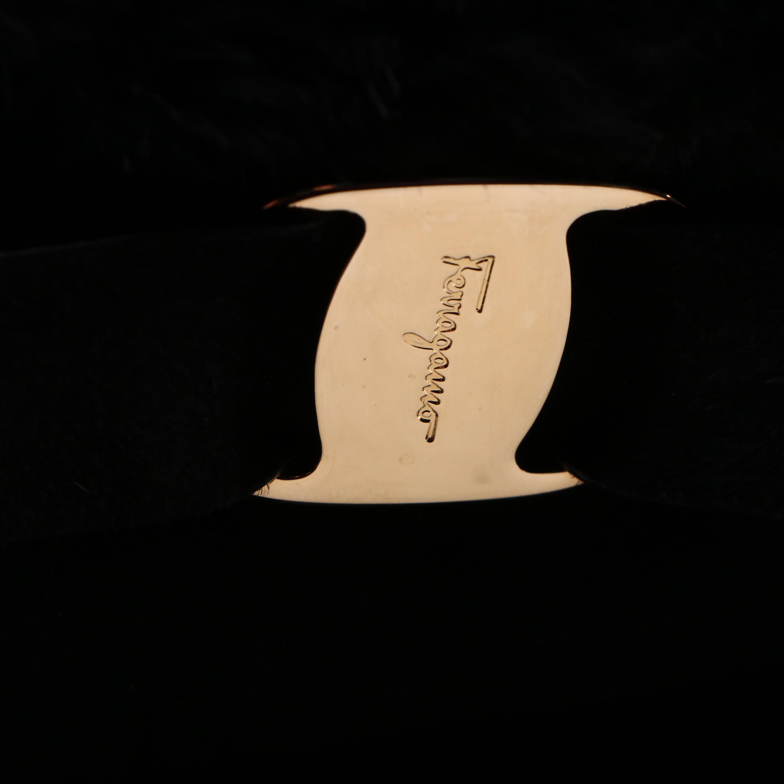 Salvatore Ferragamo Vara Bow Handbag in Black Suede, Rabbit Fur Trim & Leather