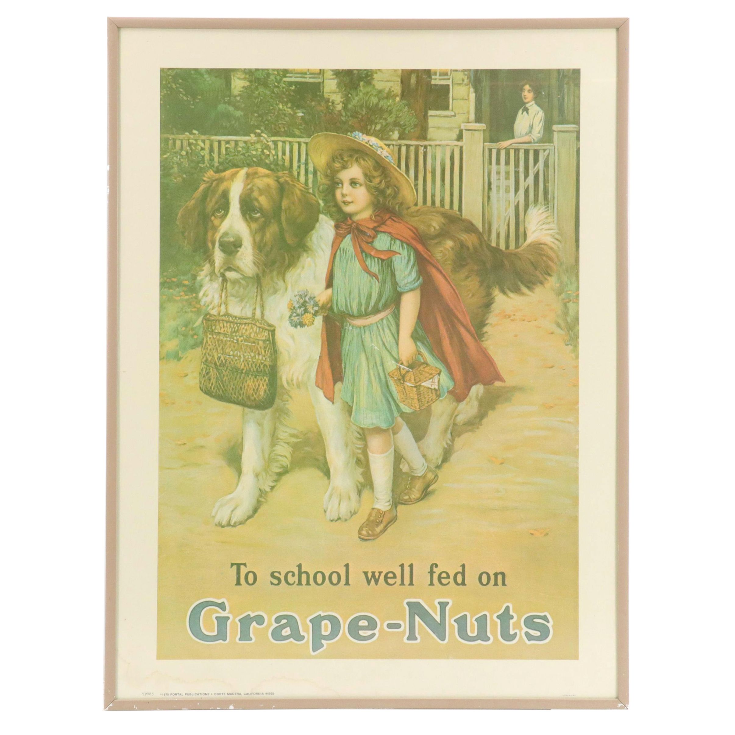 Offset Lithograph Advertising Poster "To School Well Fed on Grape-Nuts," 1975