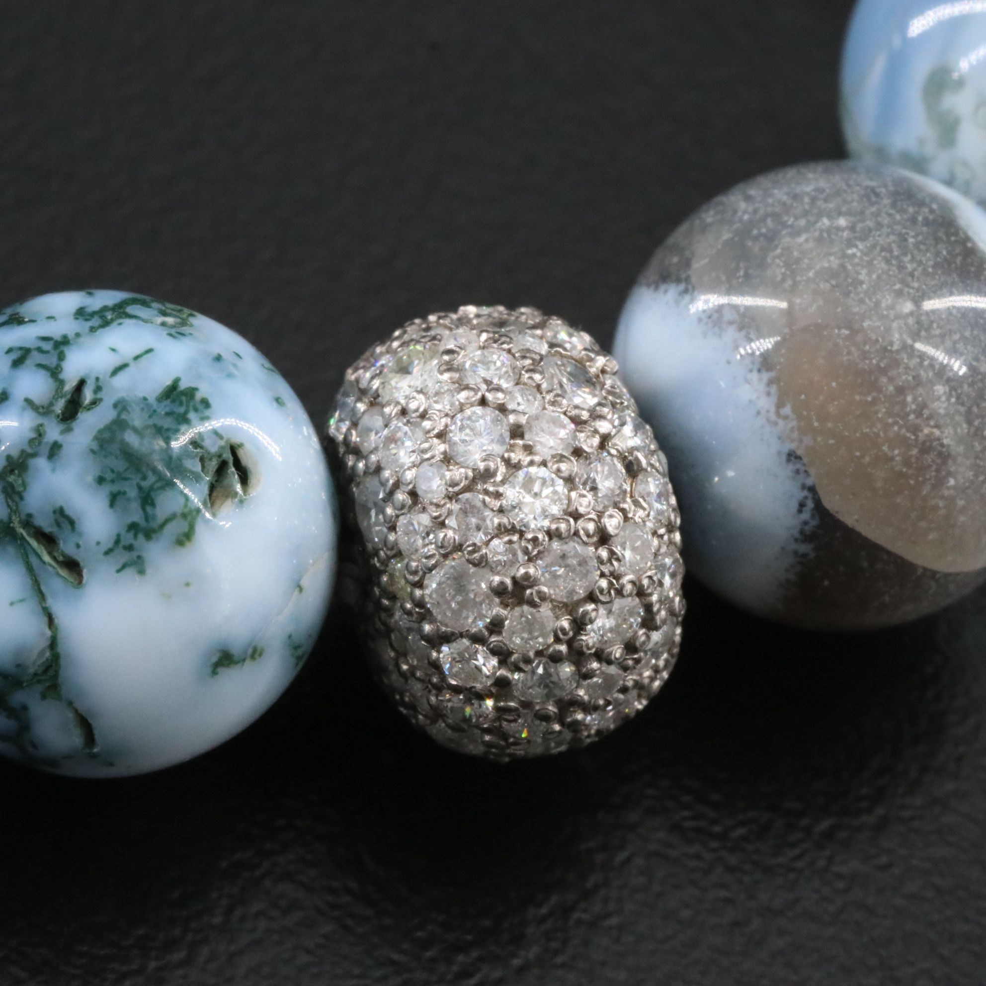 Sheryl Lowe Sterling Opal Agate and Diamond Necklace