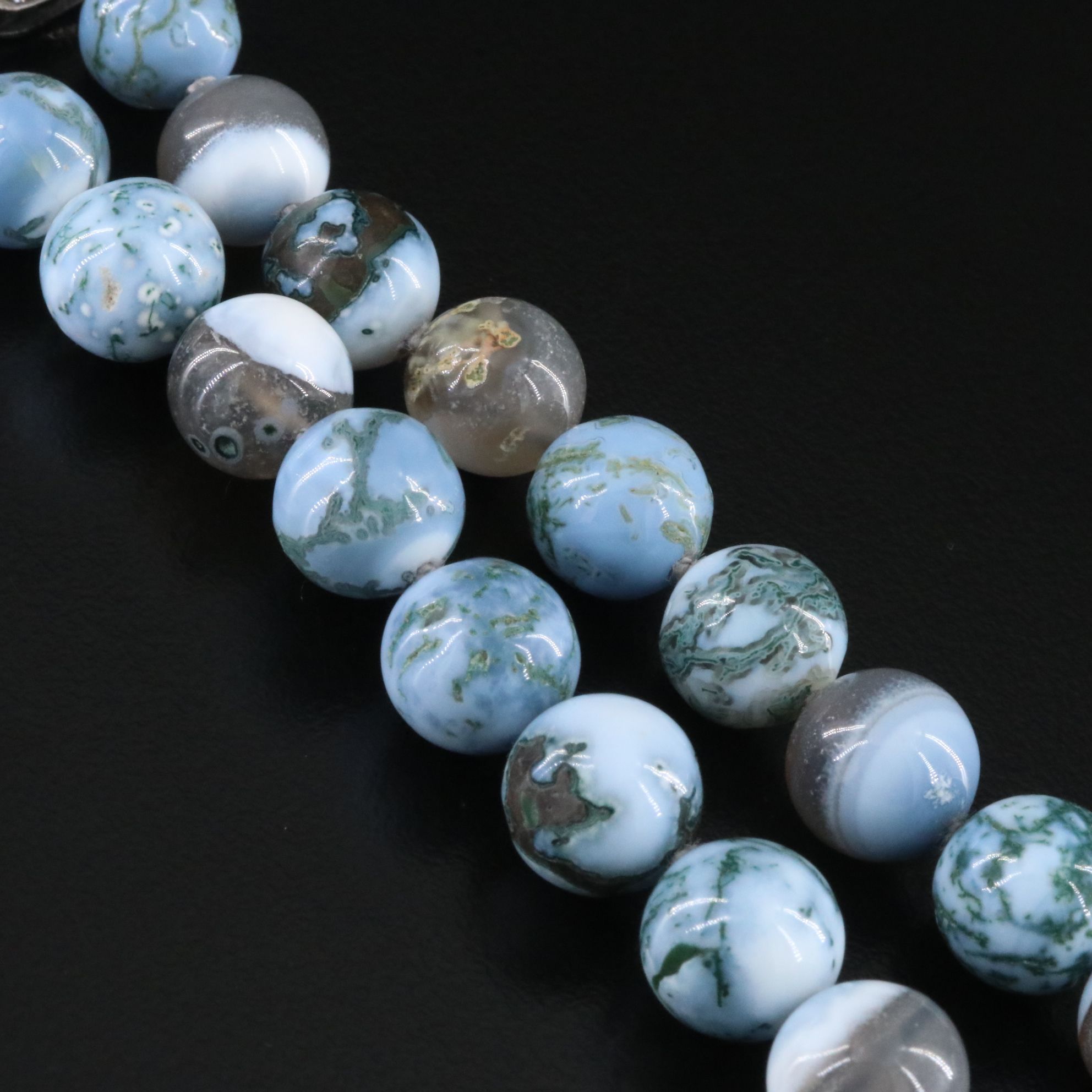 Sheryl Lowe Sterling Opal Agate and Diamond Necklace