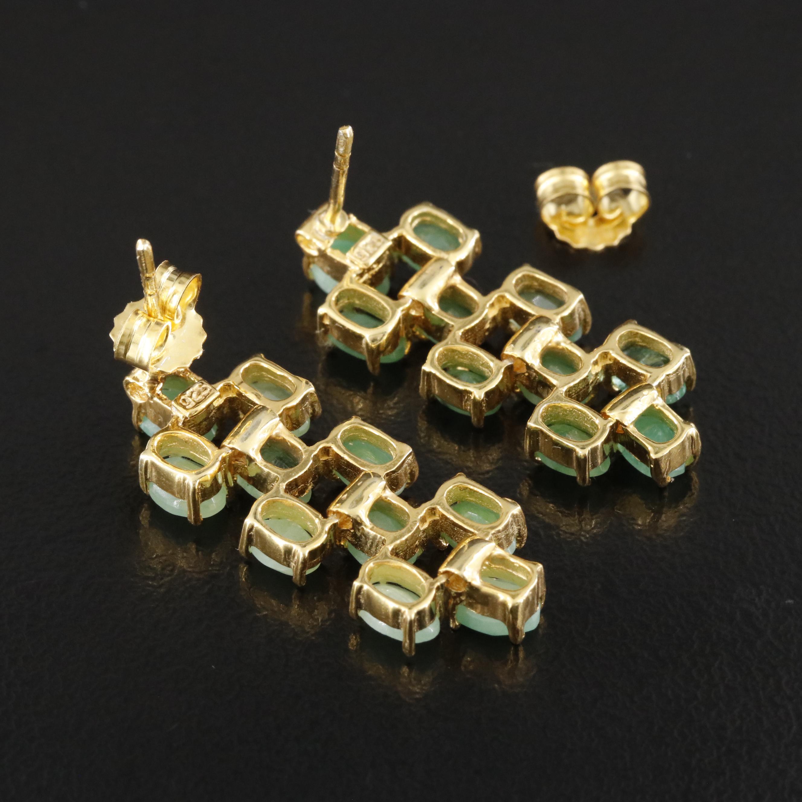 Sterling Emerald Drop Earrings