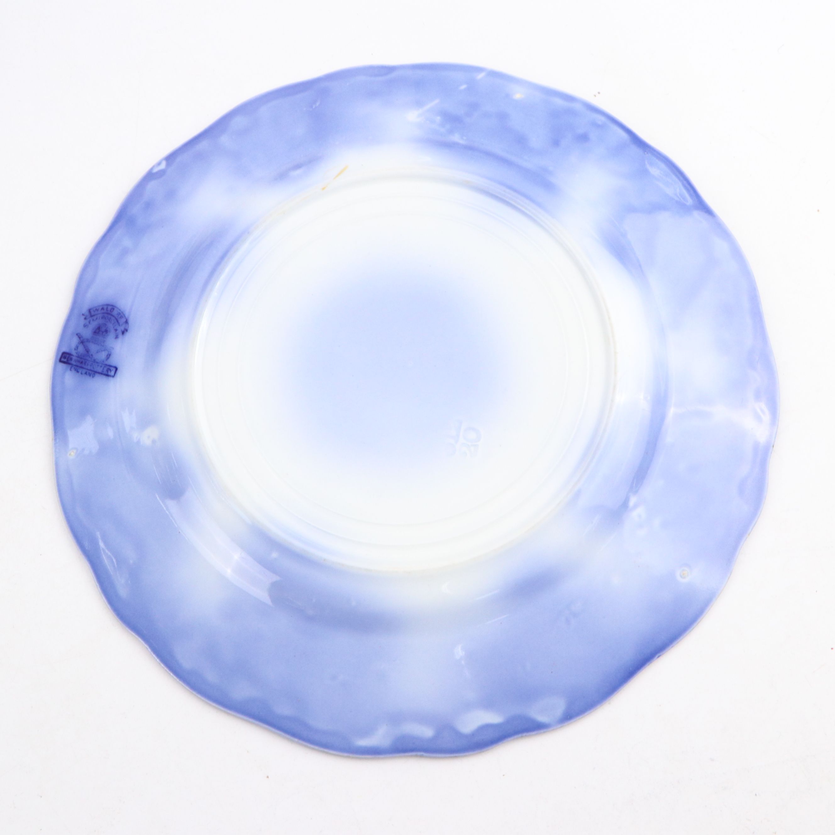 Flow Blue Iron Stone Ceramic Plates, Bowls, Teacups and Saucers with Stands