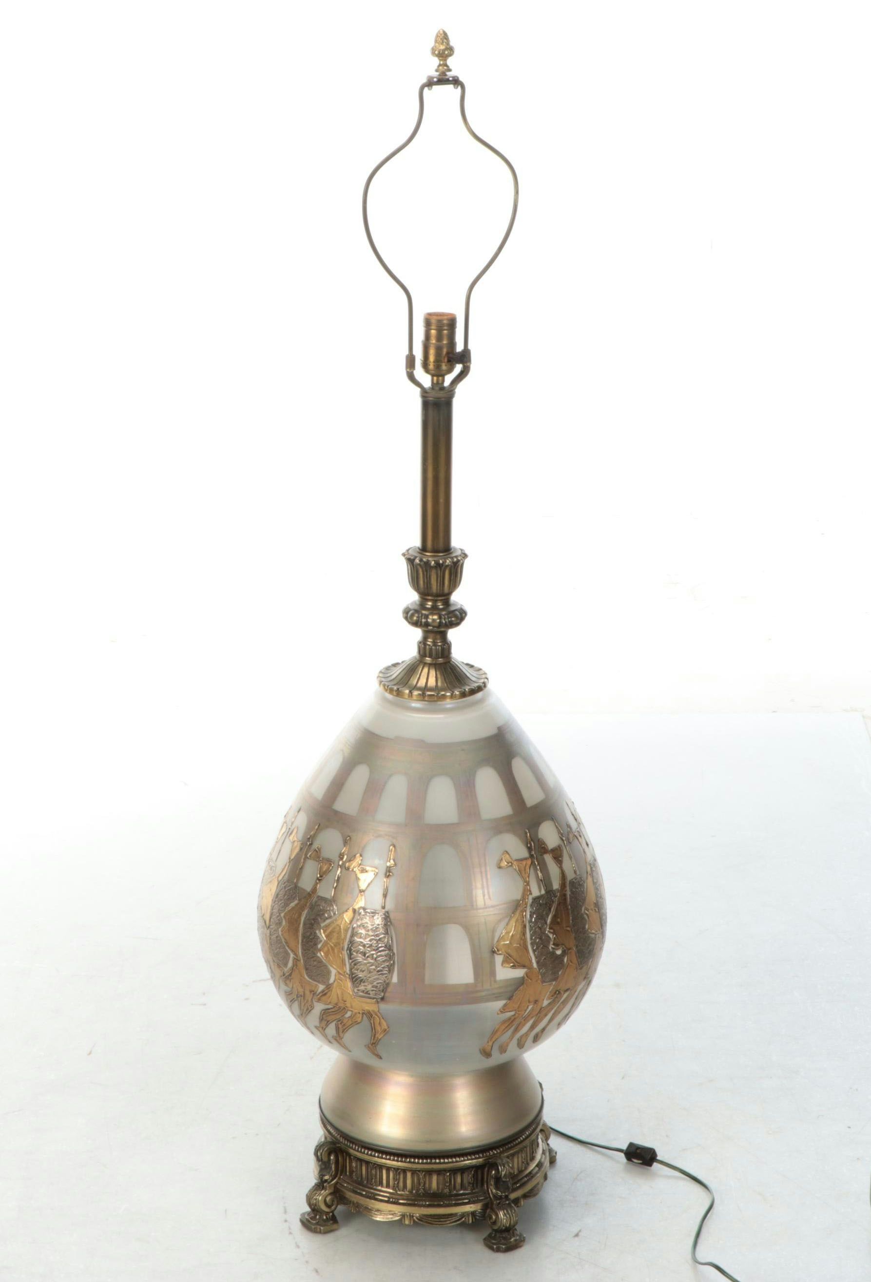 Classical Motif Gilt and Glass Table Lamp