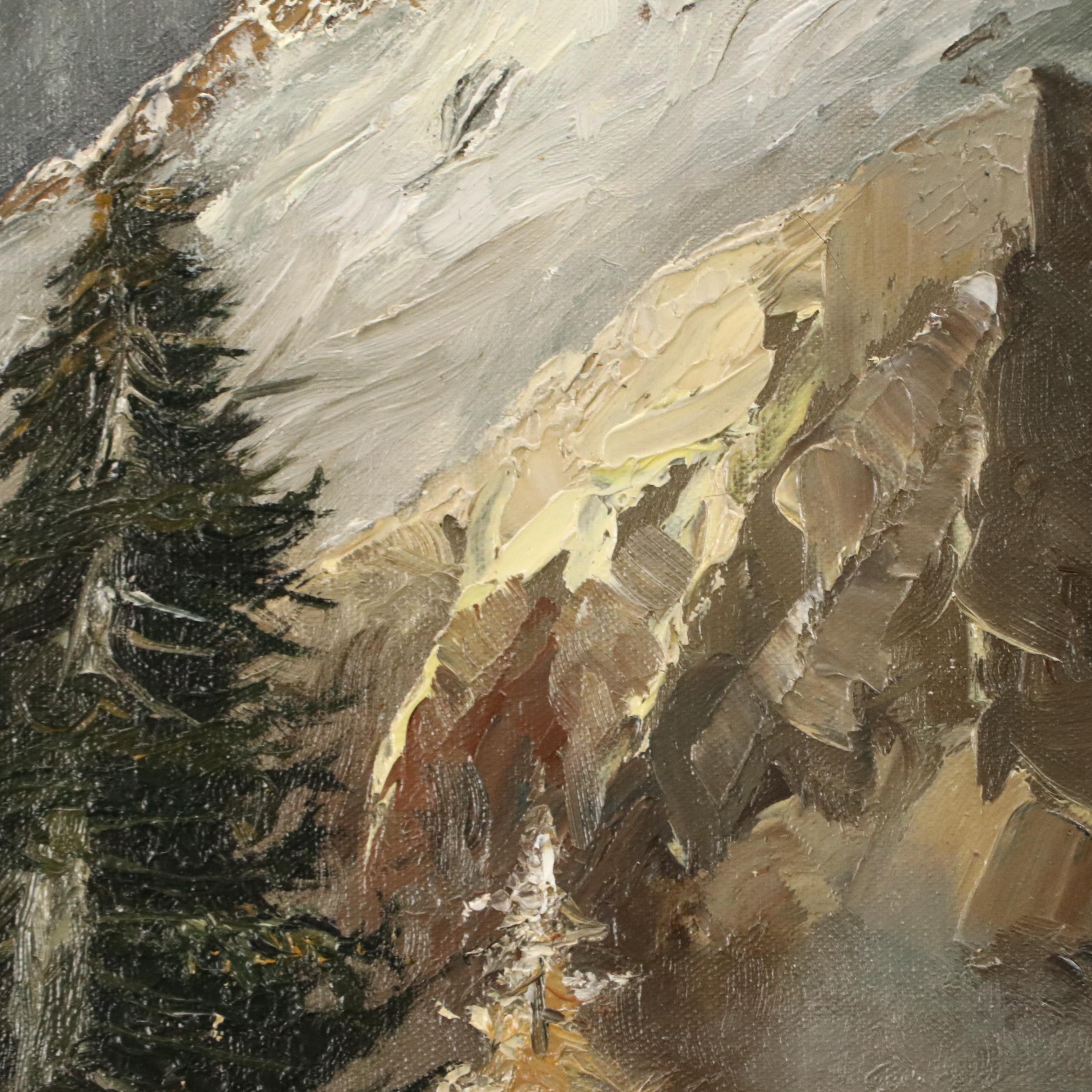 J.E. Lemke Landscape Oil Painting of Mountain Ridge, 20th Century