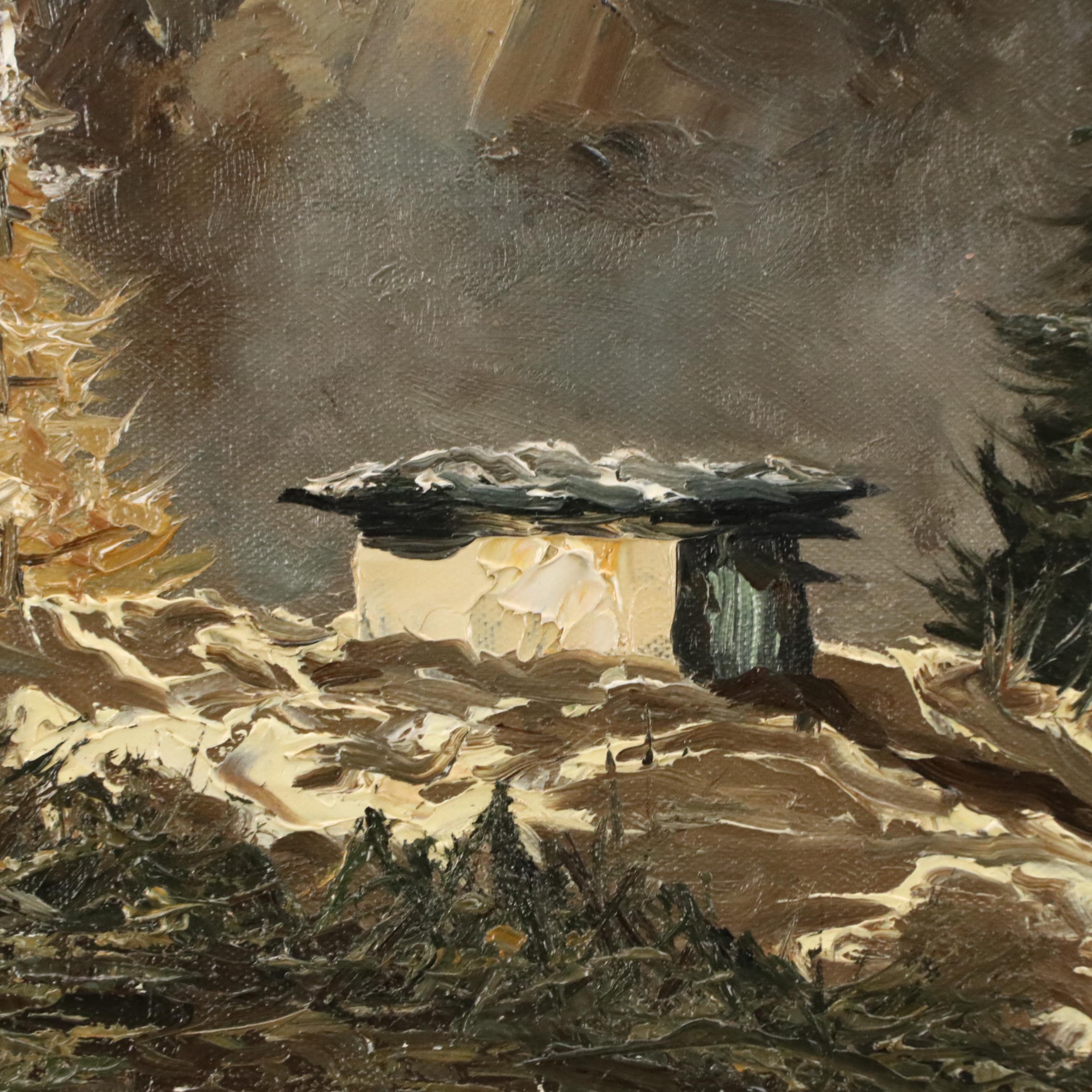 J.E. Lemke Landscape Oil Painting of Mountain Ridge, 20th Century