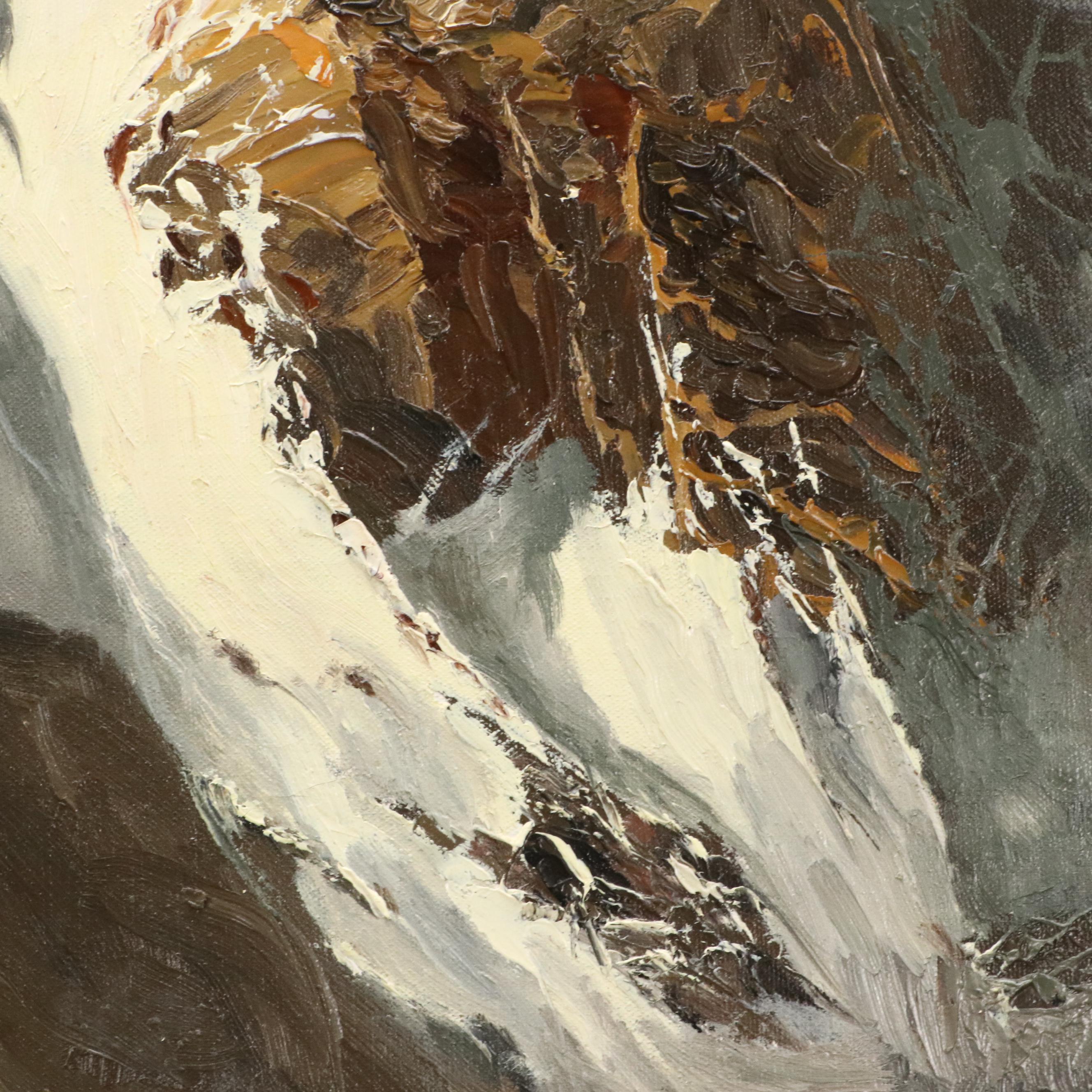 J.E. Lemke Landscape Oil Painting of Mountain Ridge, 20th Century