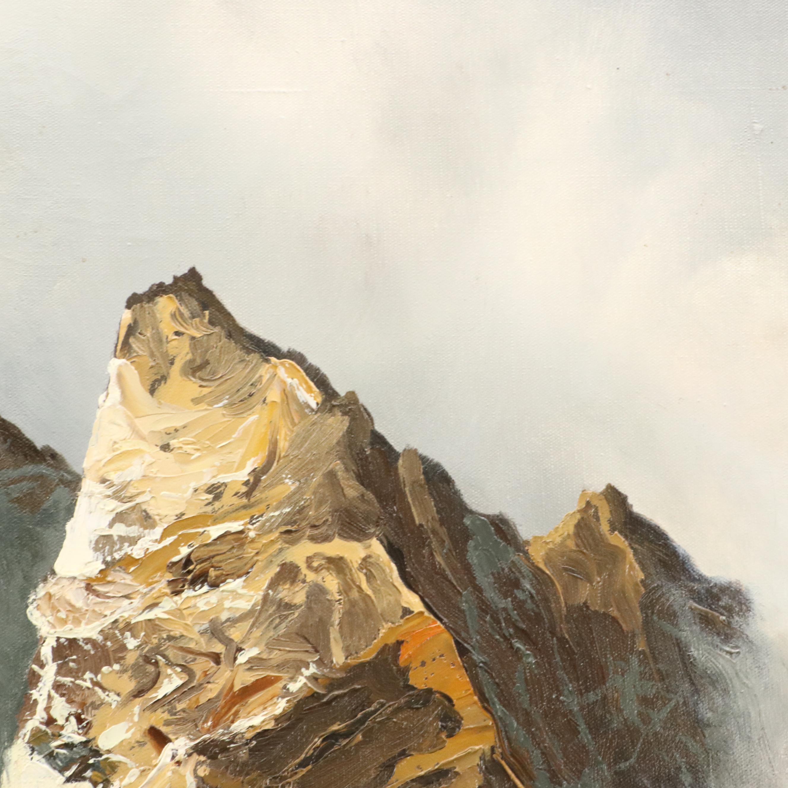 J.E. Lemke Landscape Oil Painting of Mountain Ridge, 20th Century