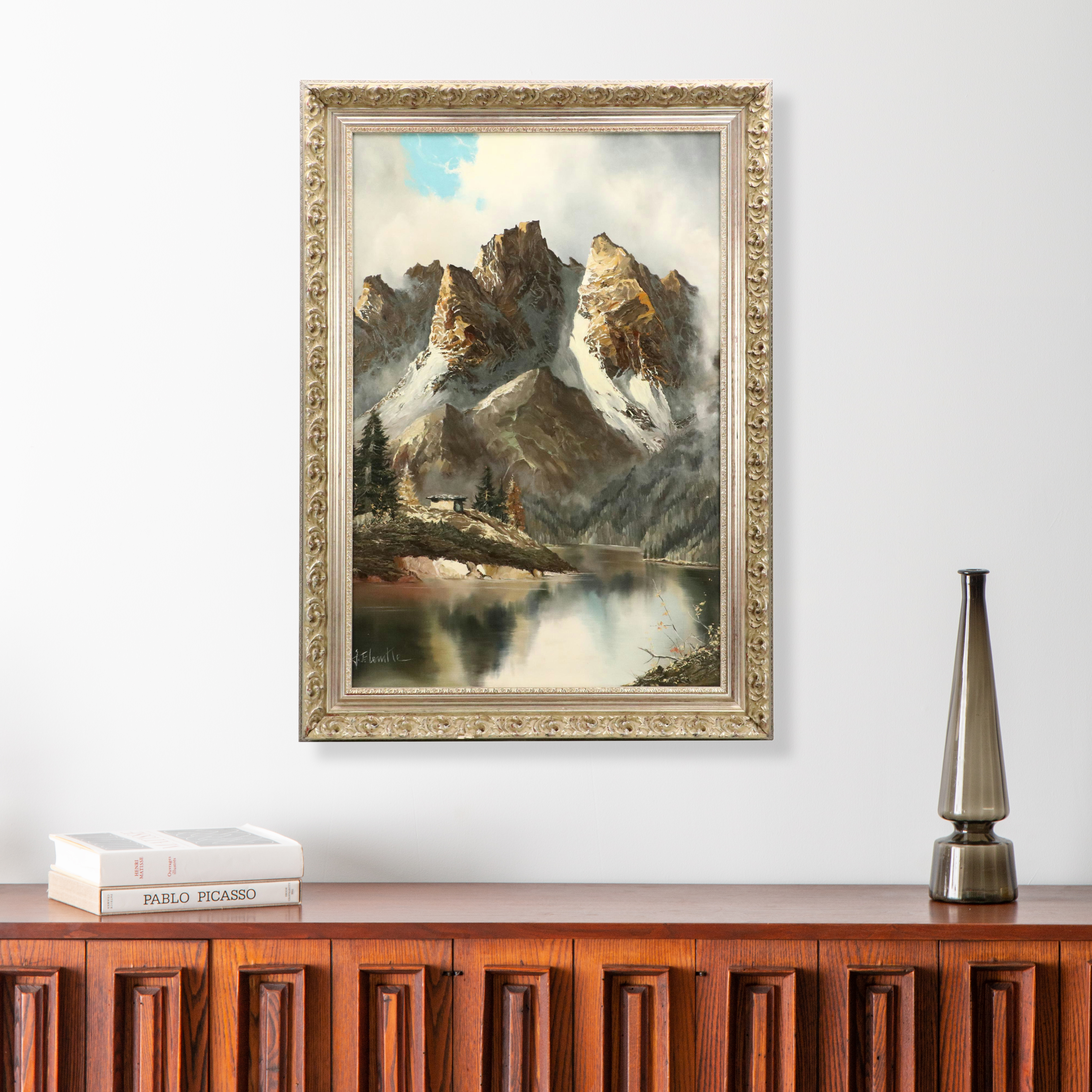 J.E. Lemke Landscape Oil Painting of Mountain Ridge, 20th Century