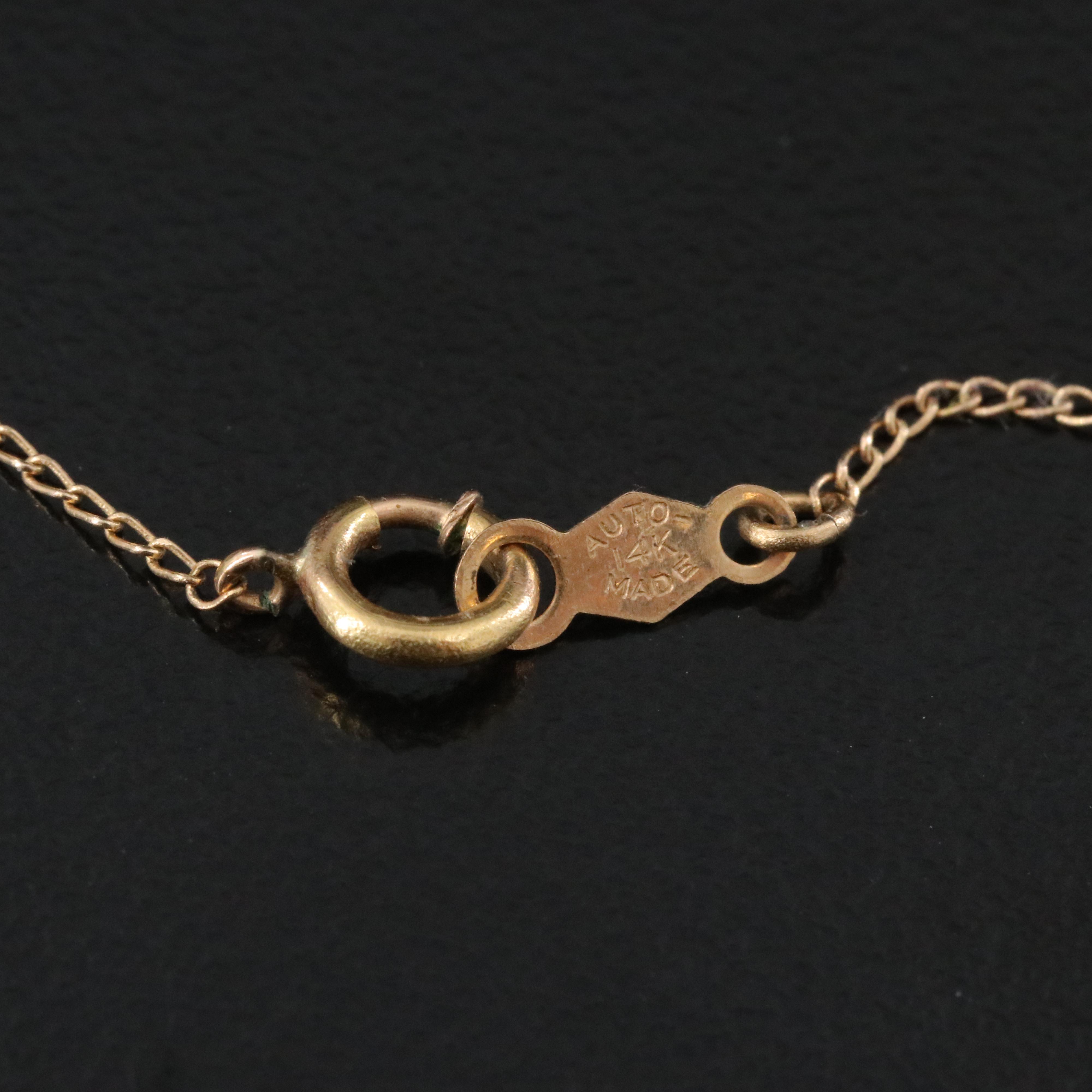 10K Garnet Glass Doublet and Seed Pearl Lavalier Pendant on 14K Chain