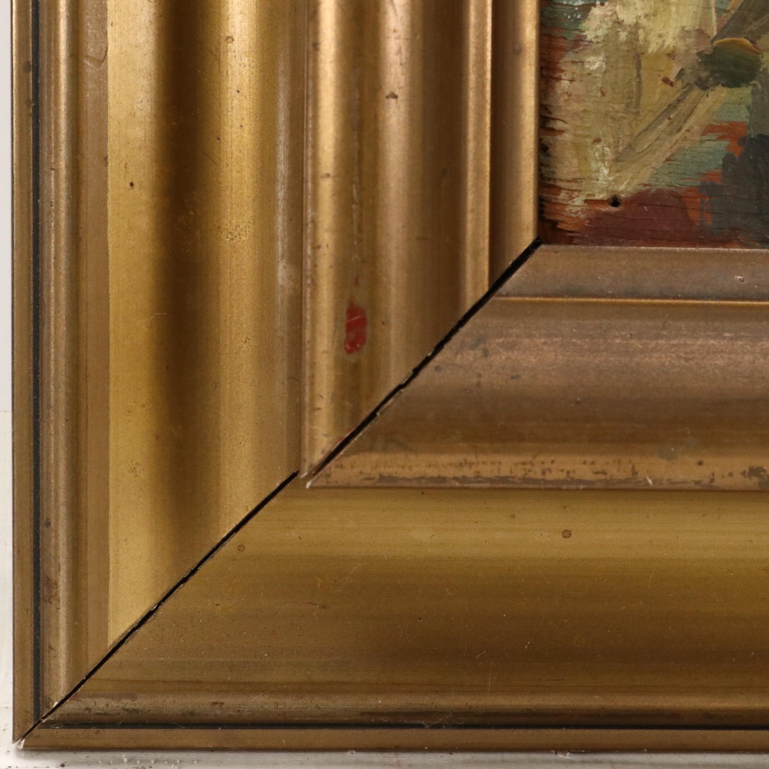 Italian School Oil Painting of Coastal Capri Landscape Terrace View, 20th C.