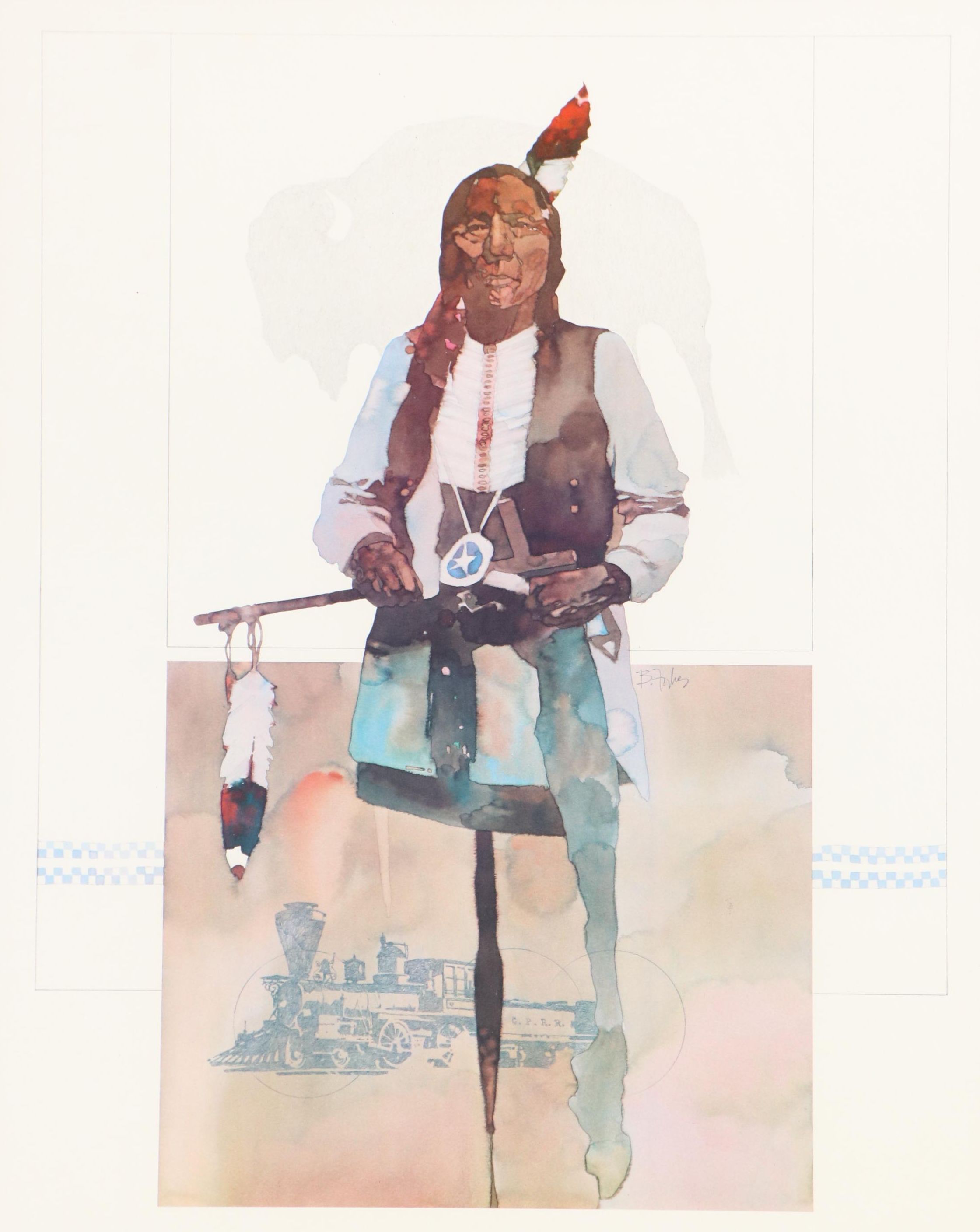 Offset Lithograph After Bart Forbes of Native American "Westward"