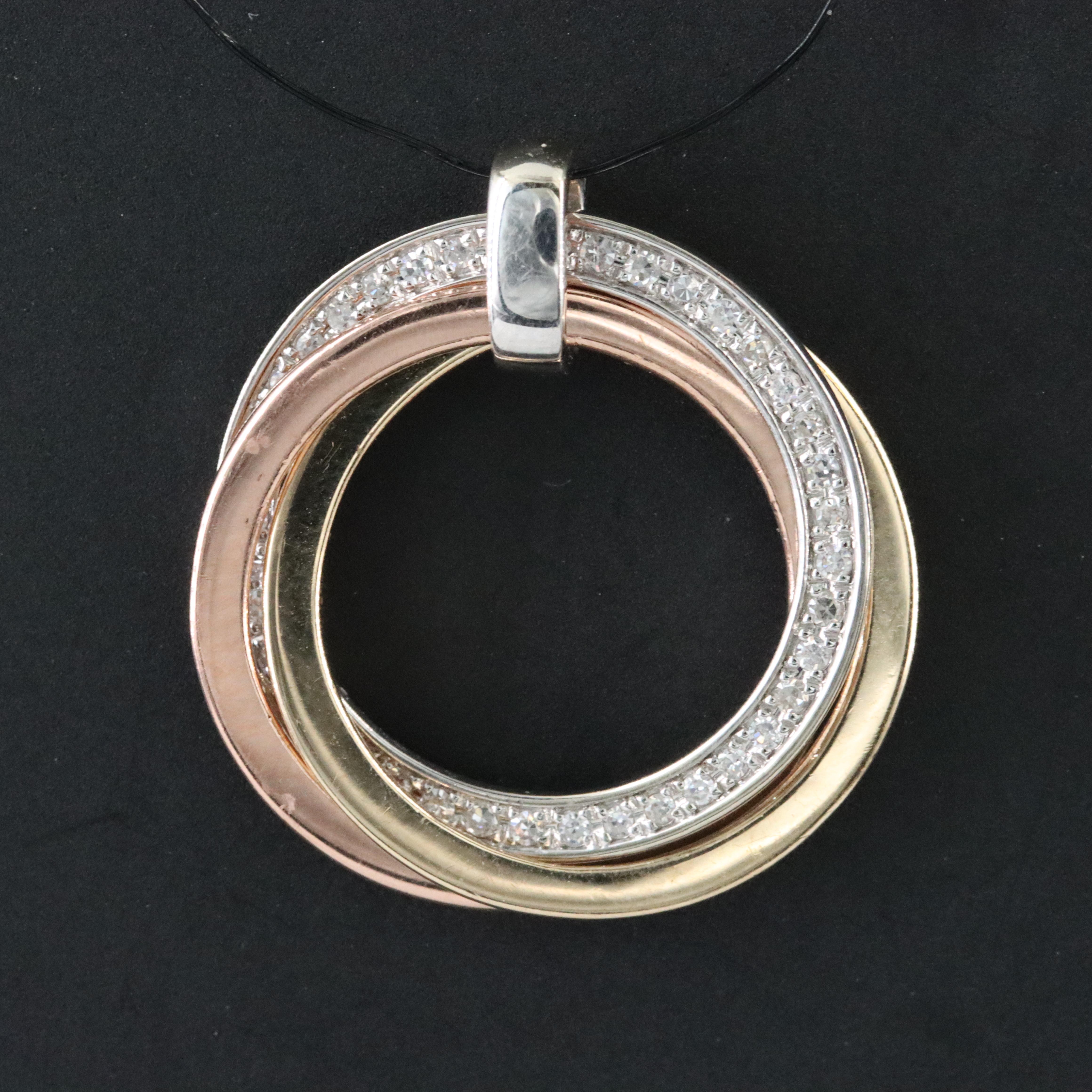 Tri-Color 14K 0.15 CTW Diamond Accented Trinity Knot Pendant