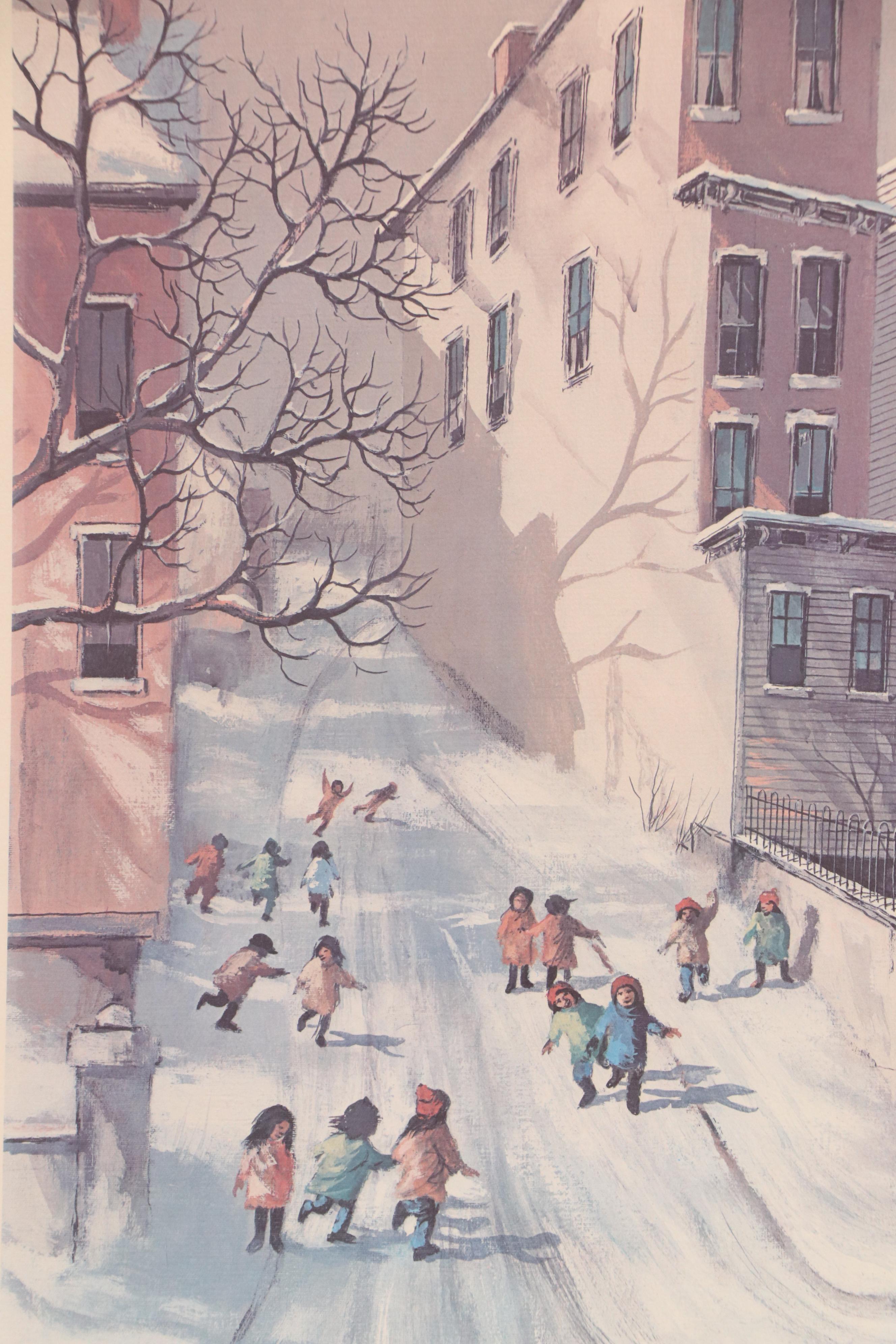 Robert Fabe Offset Lithograph "First Snow," Mid to Late 20th Century