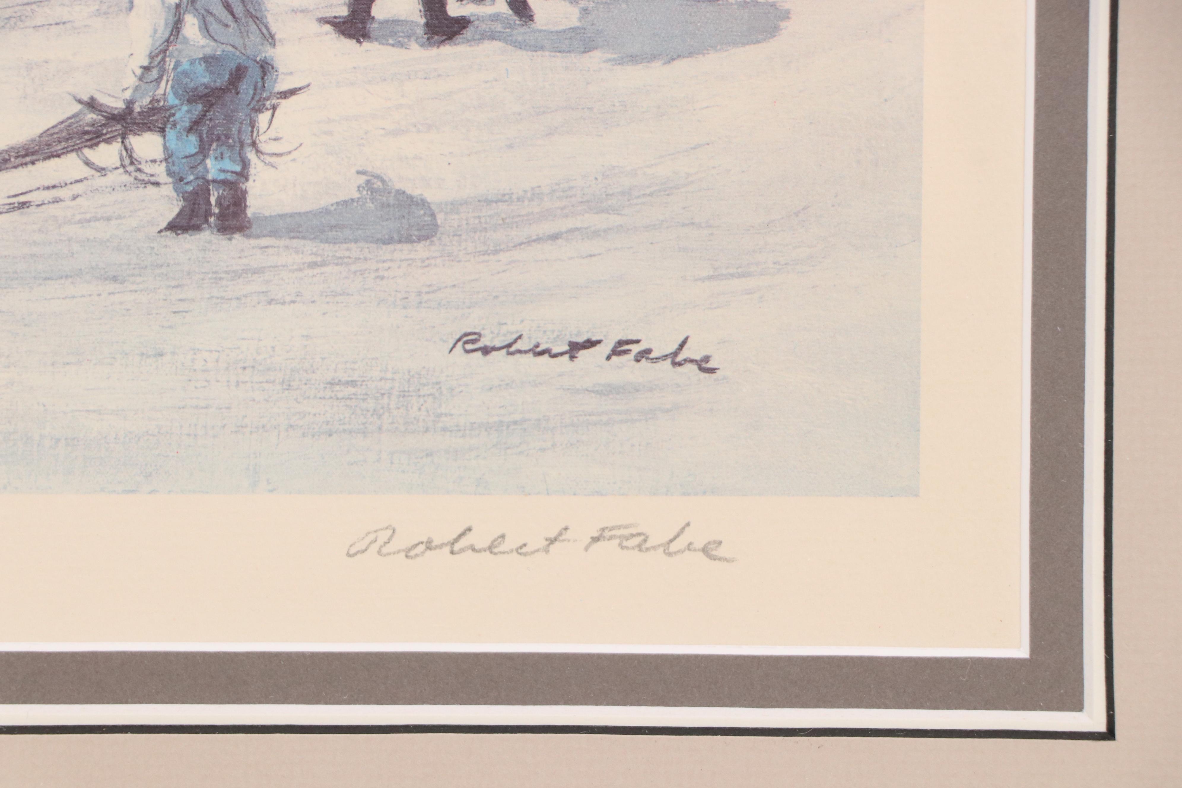 Robert Fabe Offset Lithograph "First Snow," Mid to Late 20th Century
