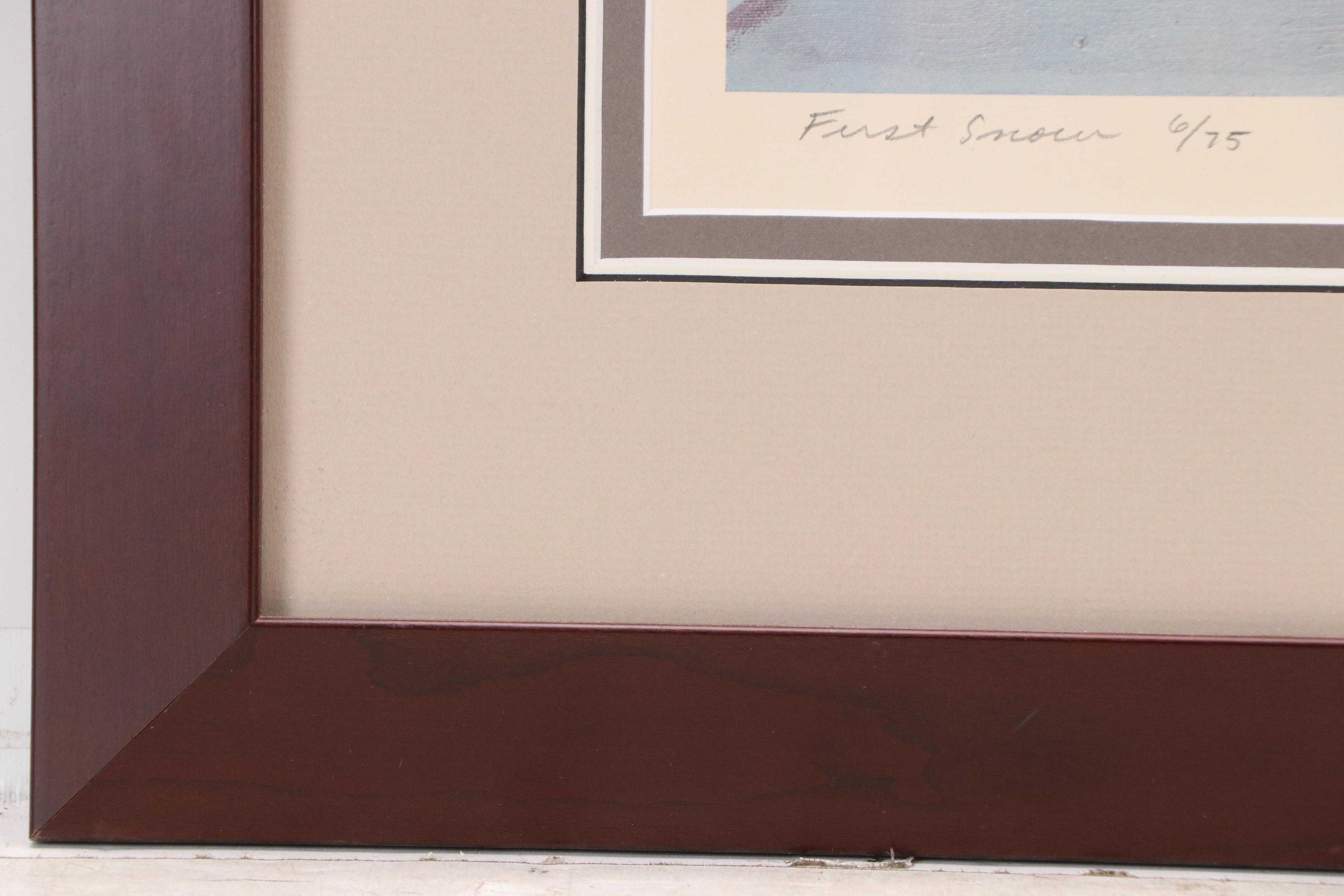 Robert Fabe Offset Lithograph "First Snow," Mid to Late 20th Century