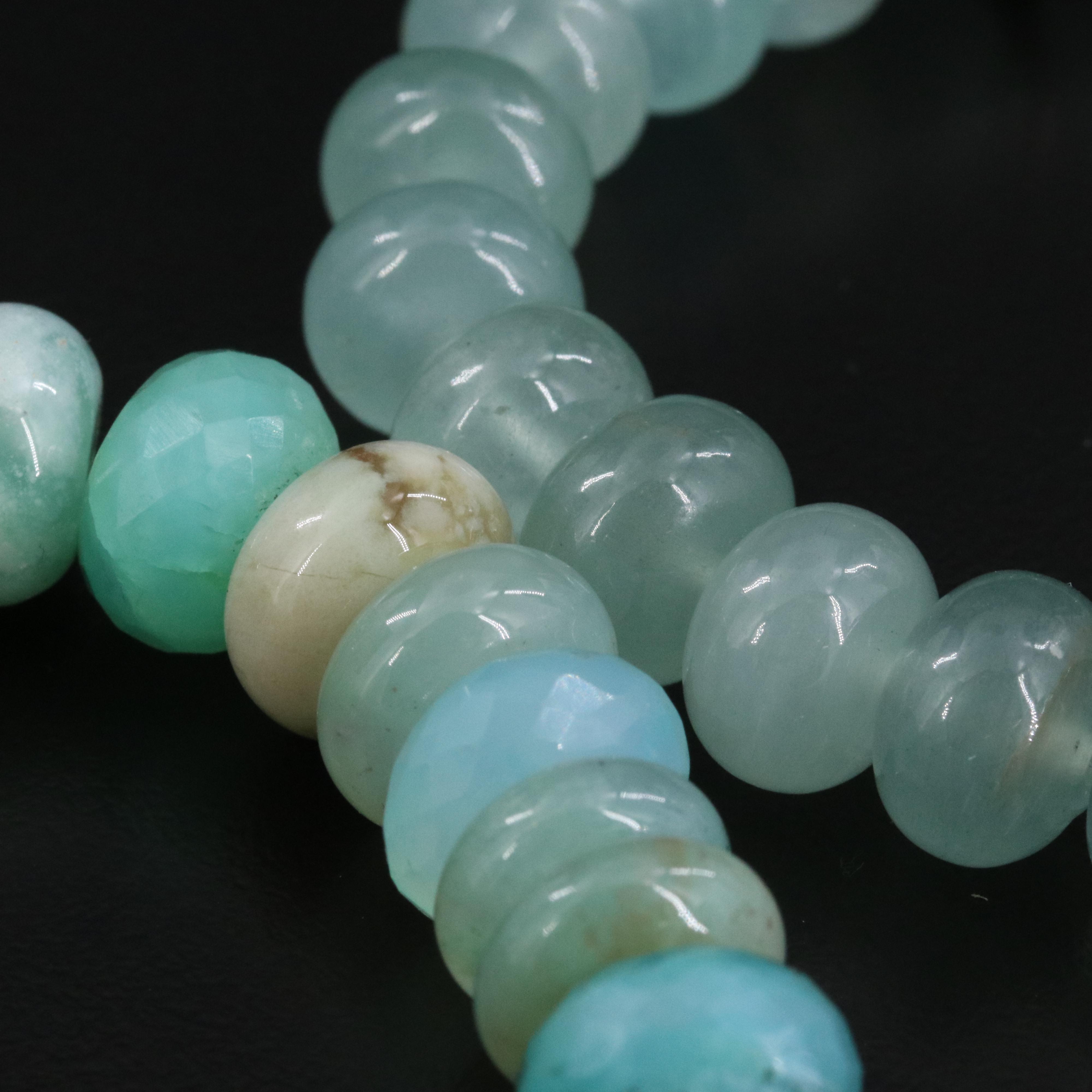 Sheryl Lowe Sterling Aquamarine Opal and Diamond Bracelets