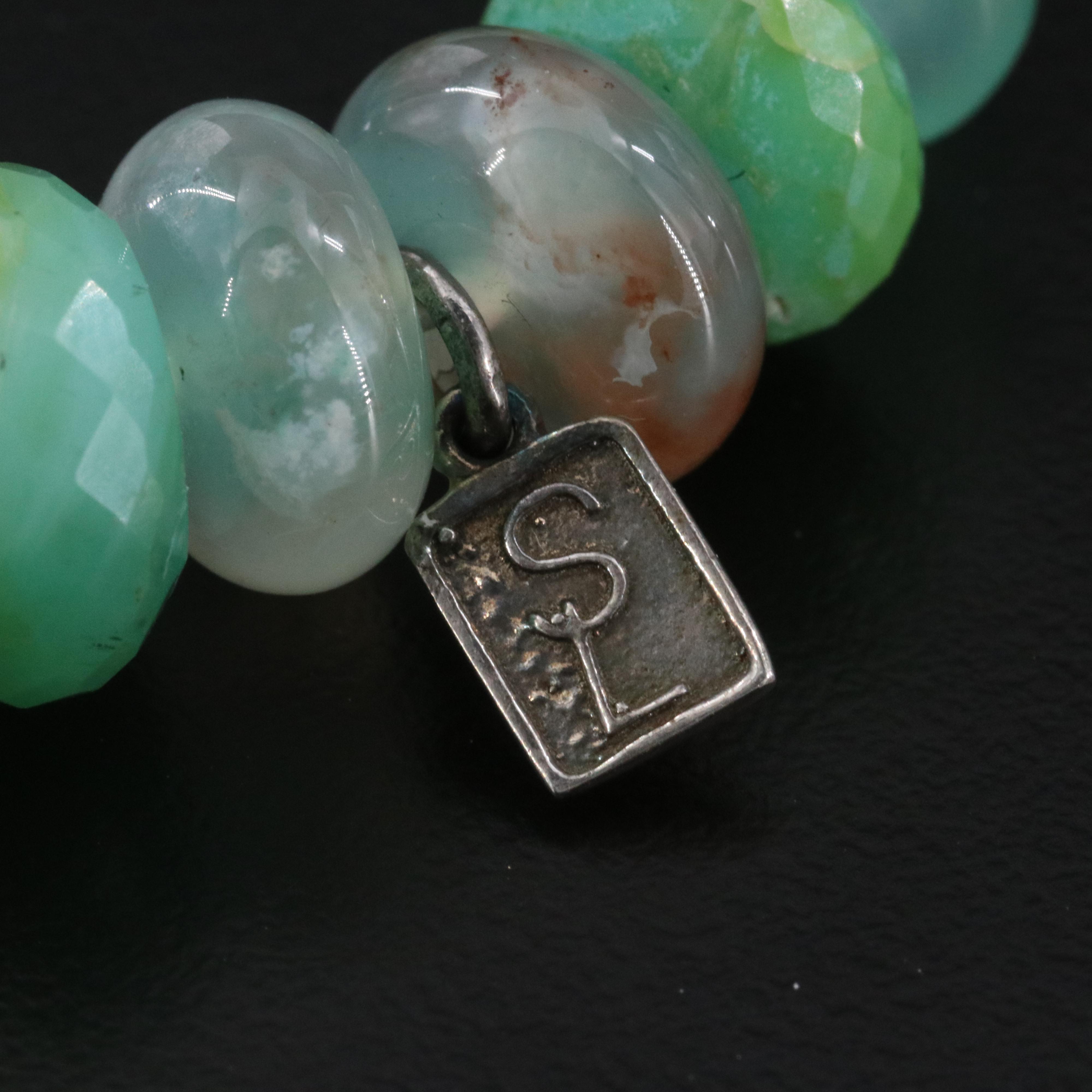 Sheryl Lowe Sterling Aquamarine Opal and Diamond Bracelets