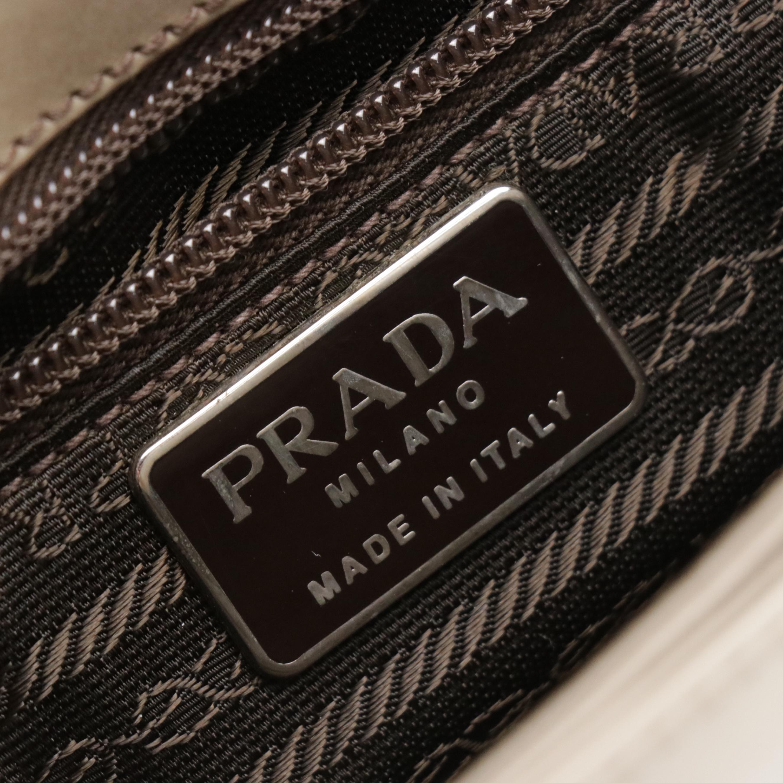 Prada Buckle Strap Handbag in Cloudy Taupe Patent Leather