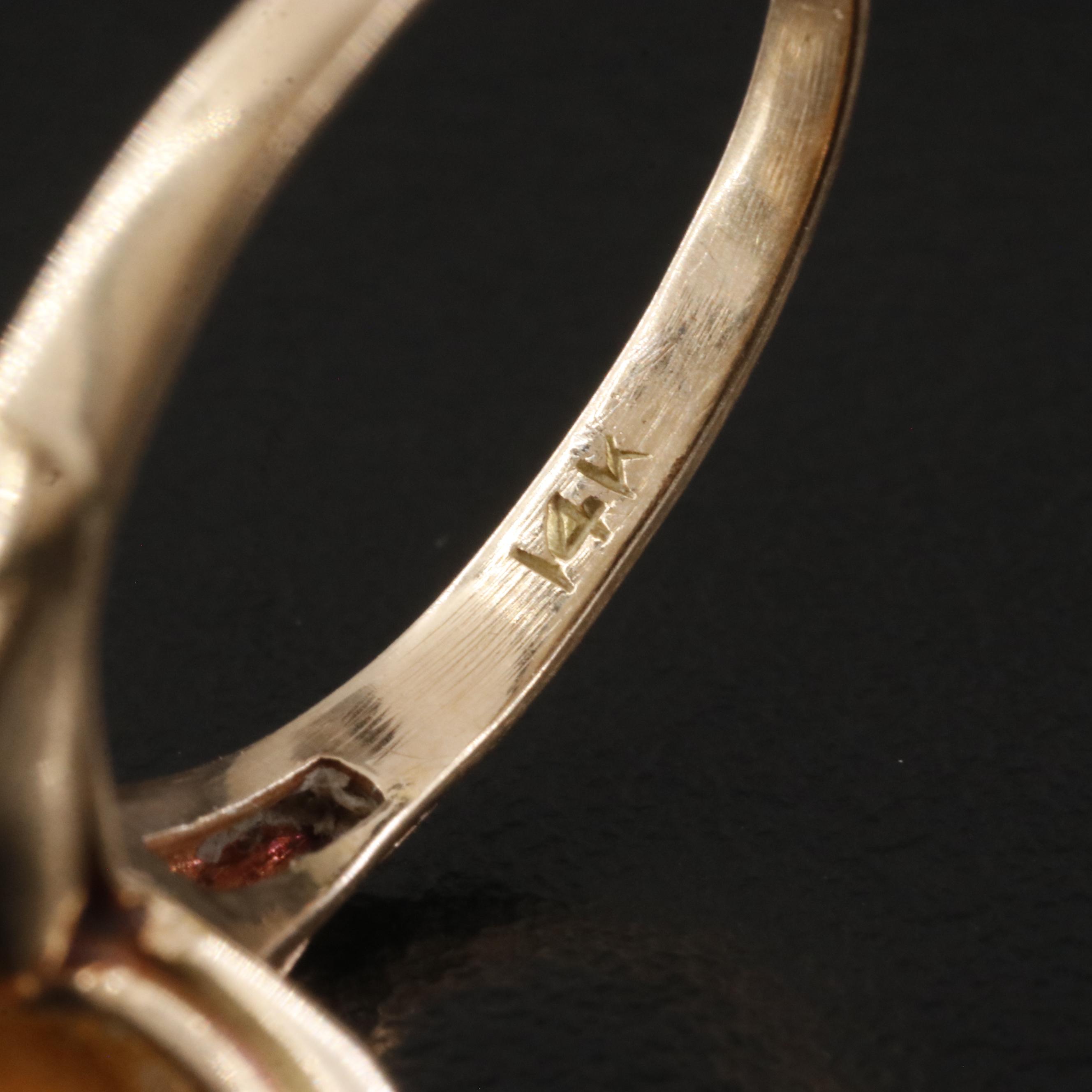 Vintage 14K Glass Ring