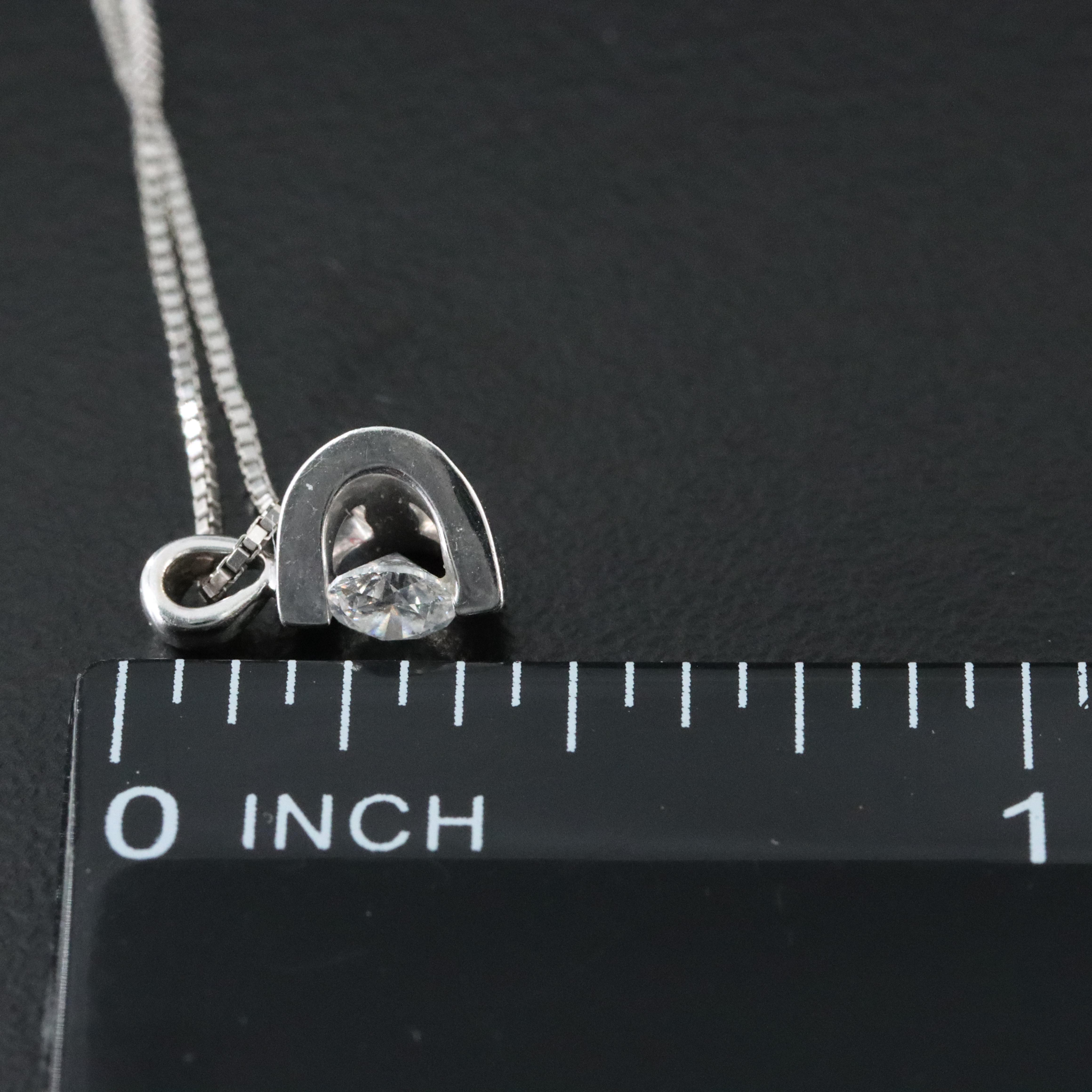 14K Tension Set 0.18 CT Diamond Pendant Necklace