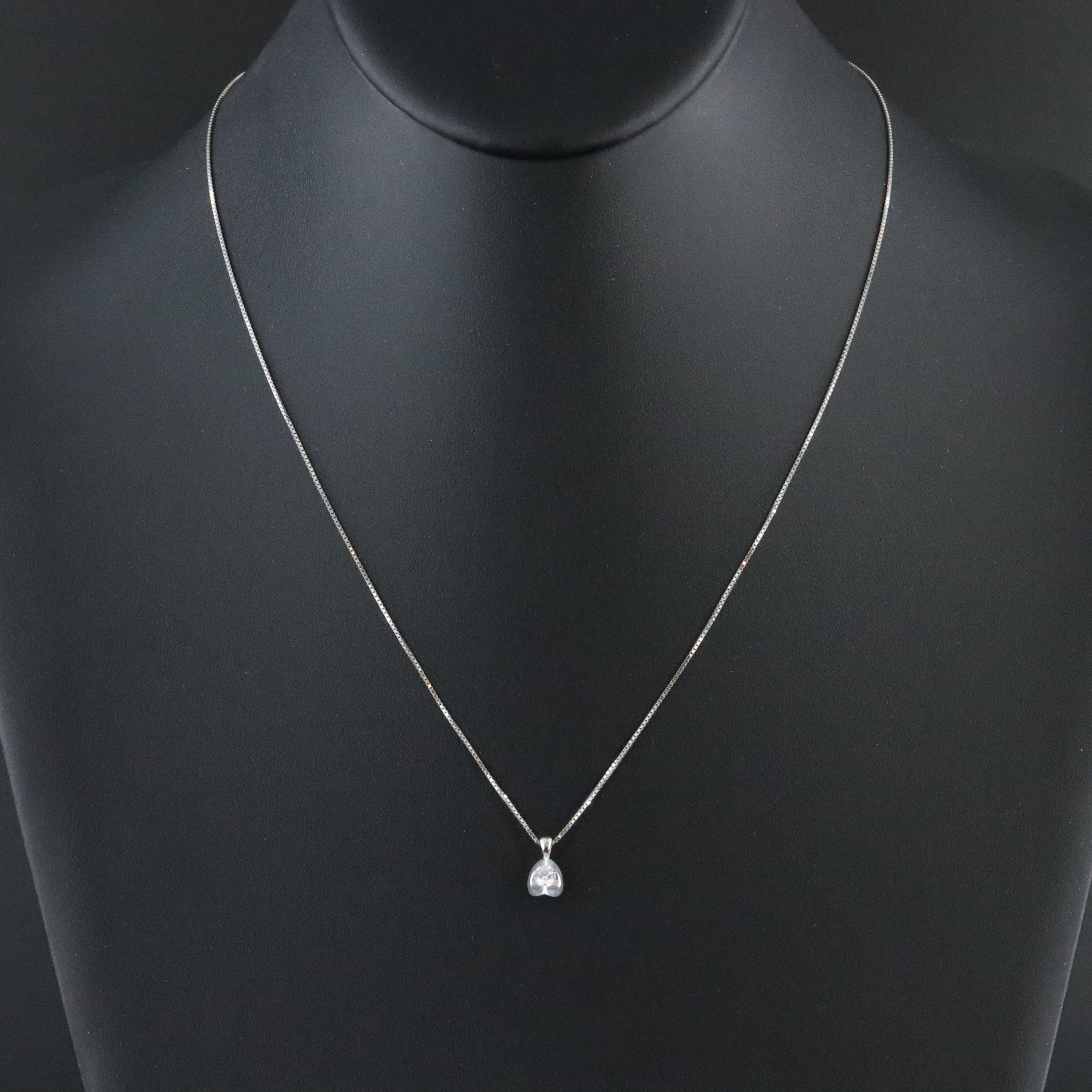 14K Tension Set 0.18 CT Diamond Pendant Necklace