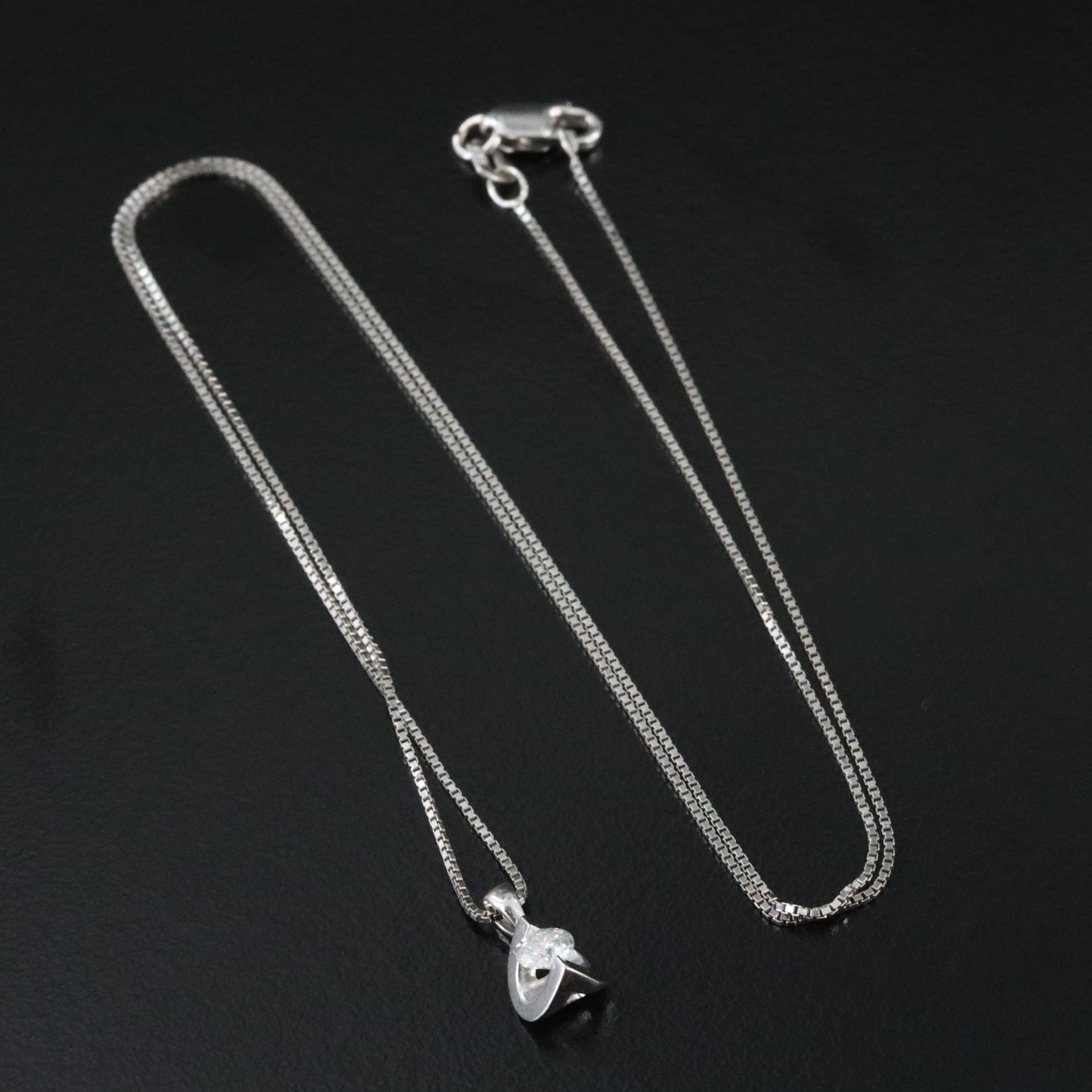 14K Tension Set 0.18 CT Diamond Pendant Necklace