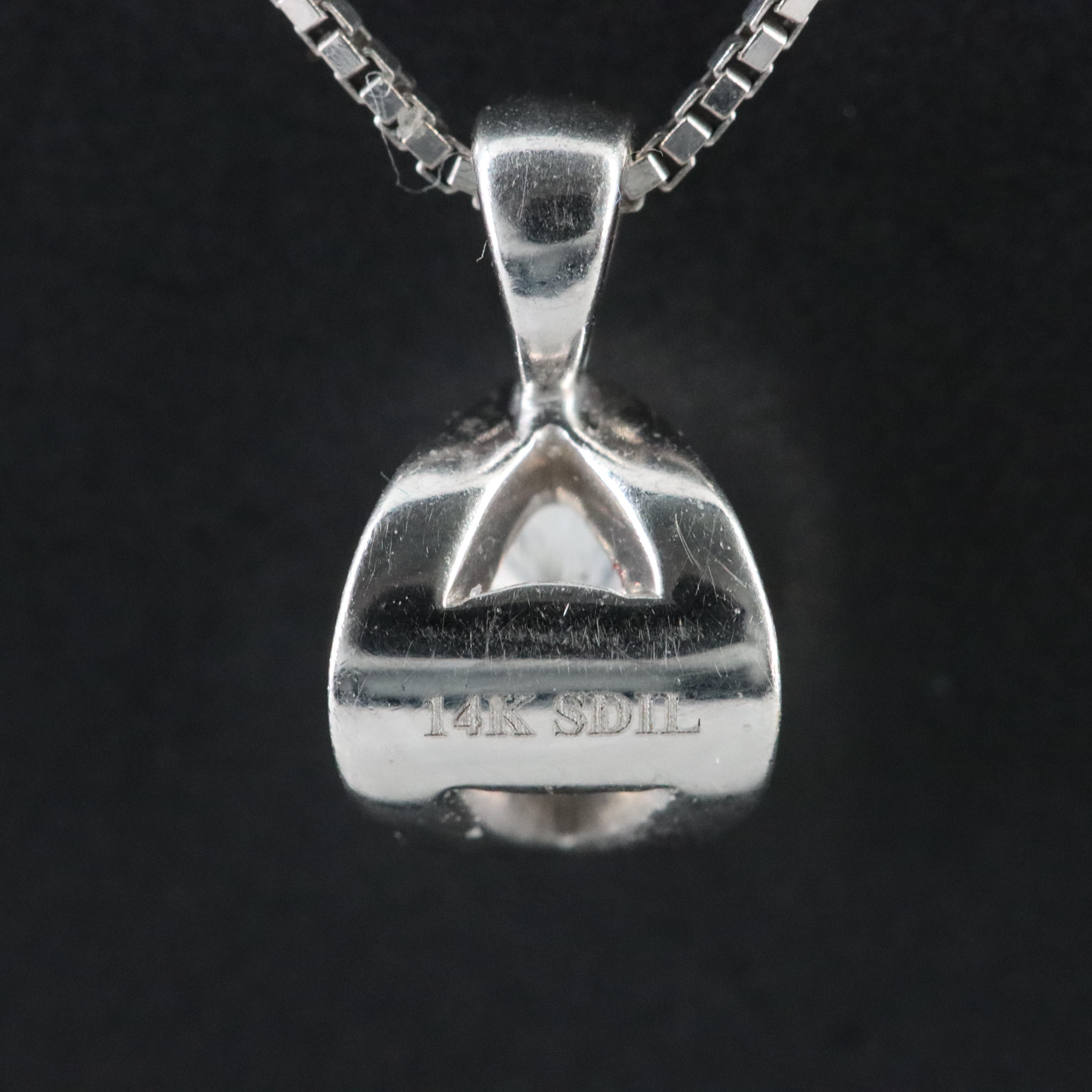 14K Tension Set 0.18 CT Diamond Pendant Necklace