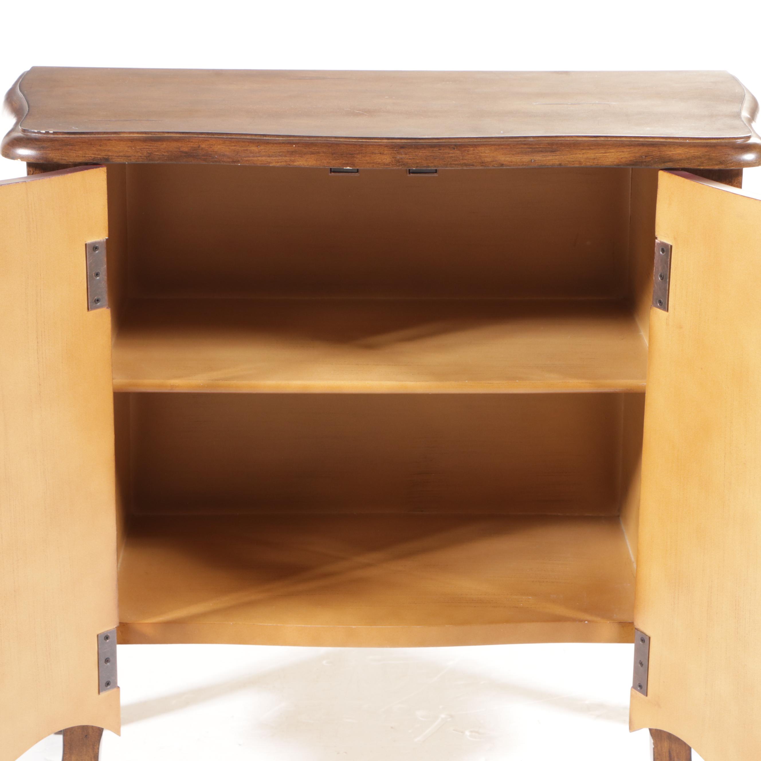 French Style Paint-Decorated Wood Bombé Cabinet