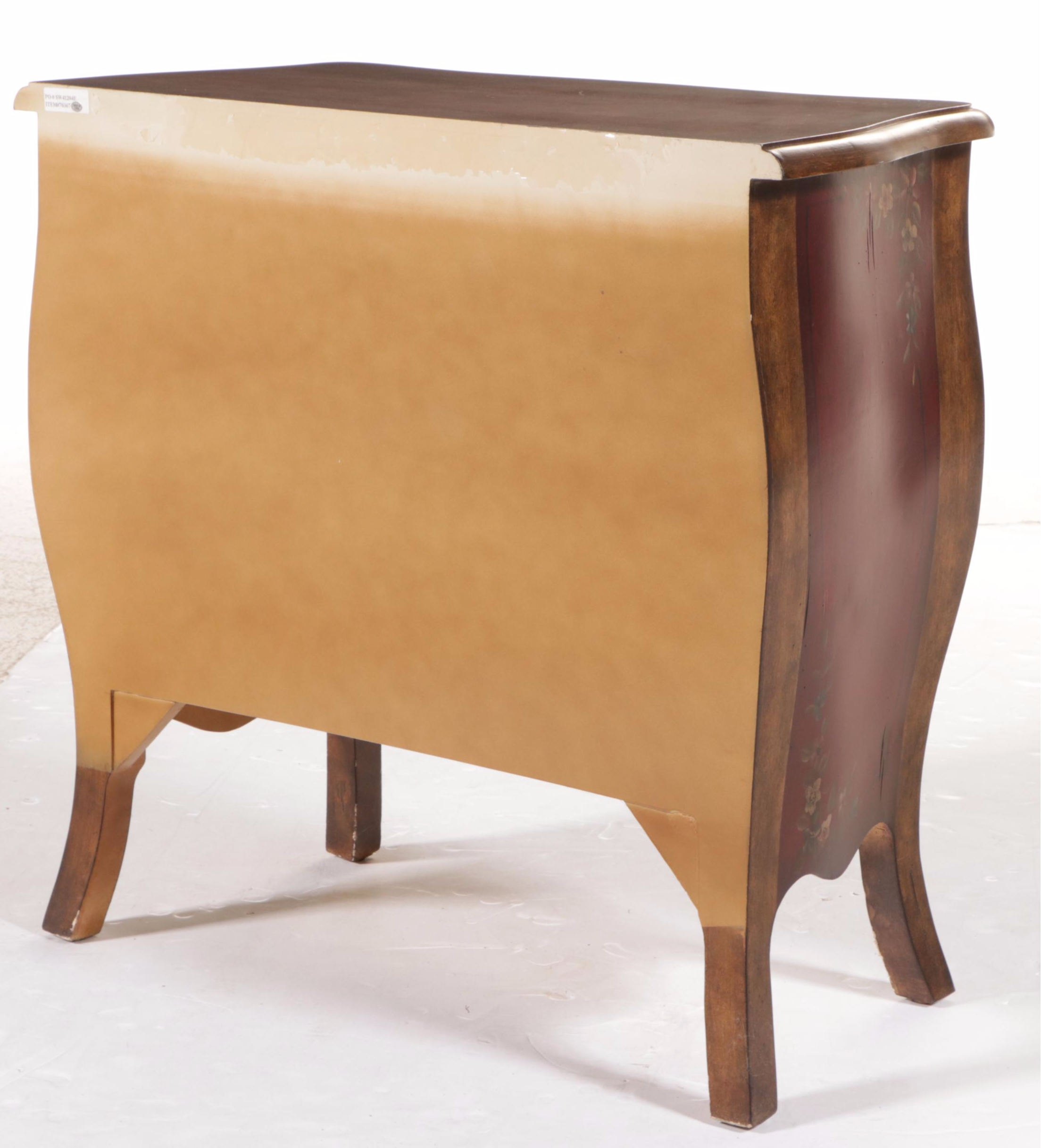 French Style Paint-Decorated Wood Bombé Cabinet