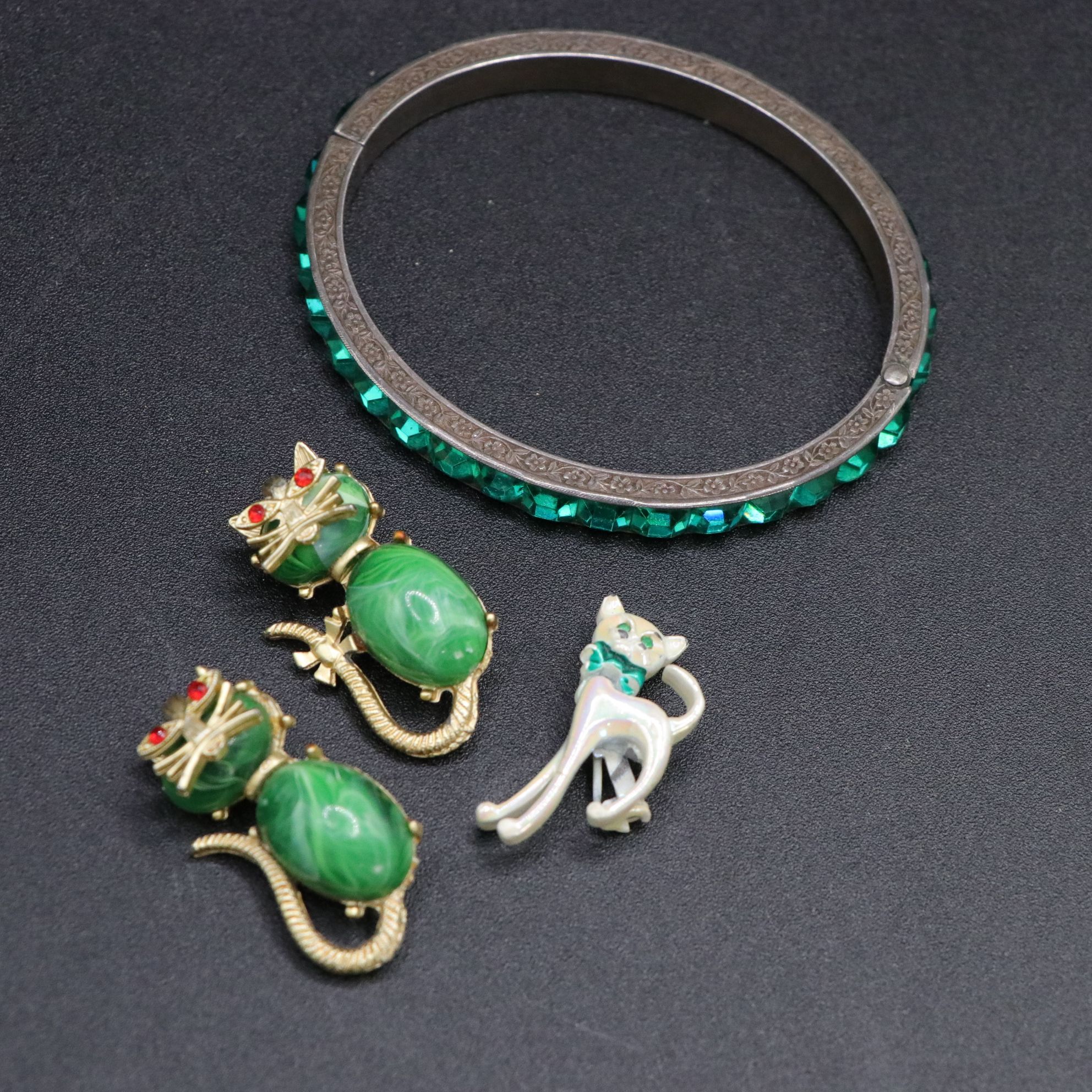 Sterling Silver Rhinestone Bangle with Cadoro, Emmons and More Costume Jewelry