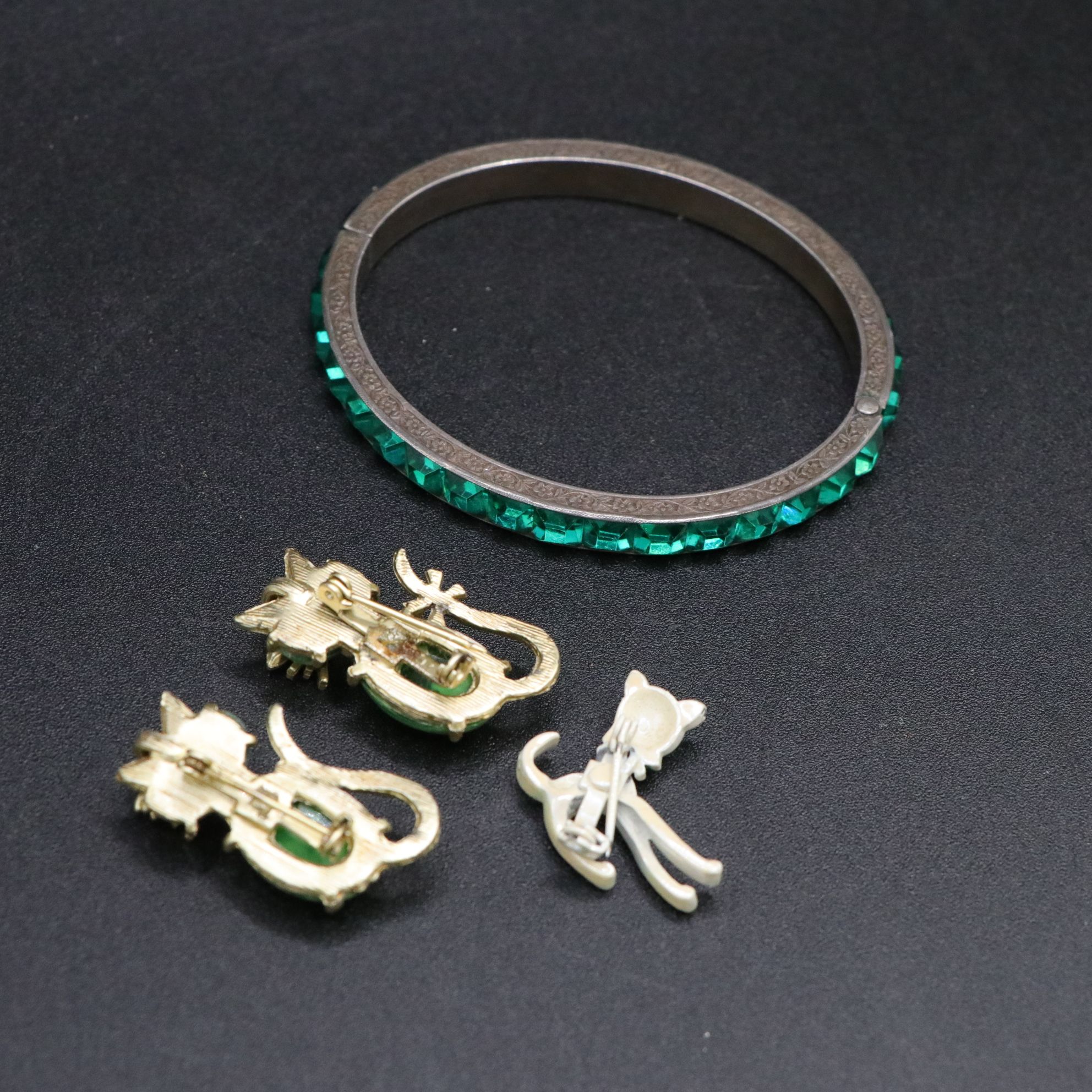 Sterling Silver Rhinestone Bangle with Cadoro, Emmons and More Costume Jewelry