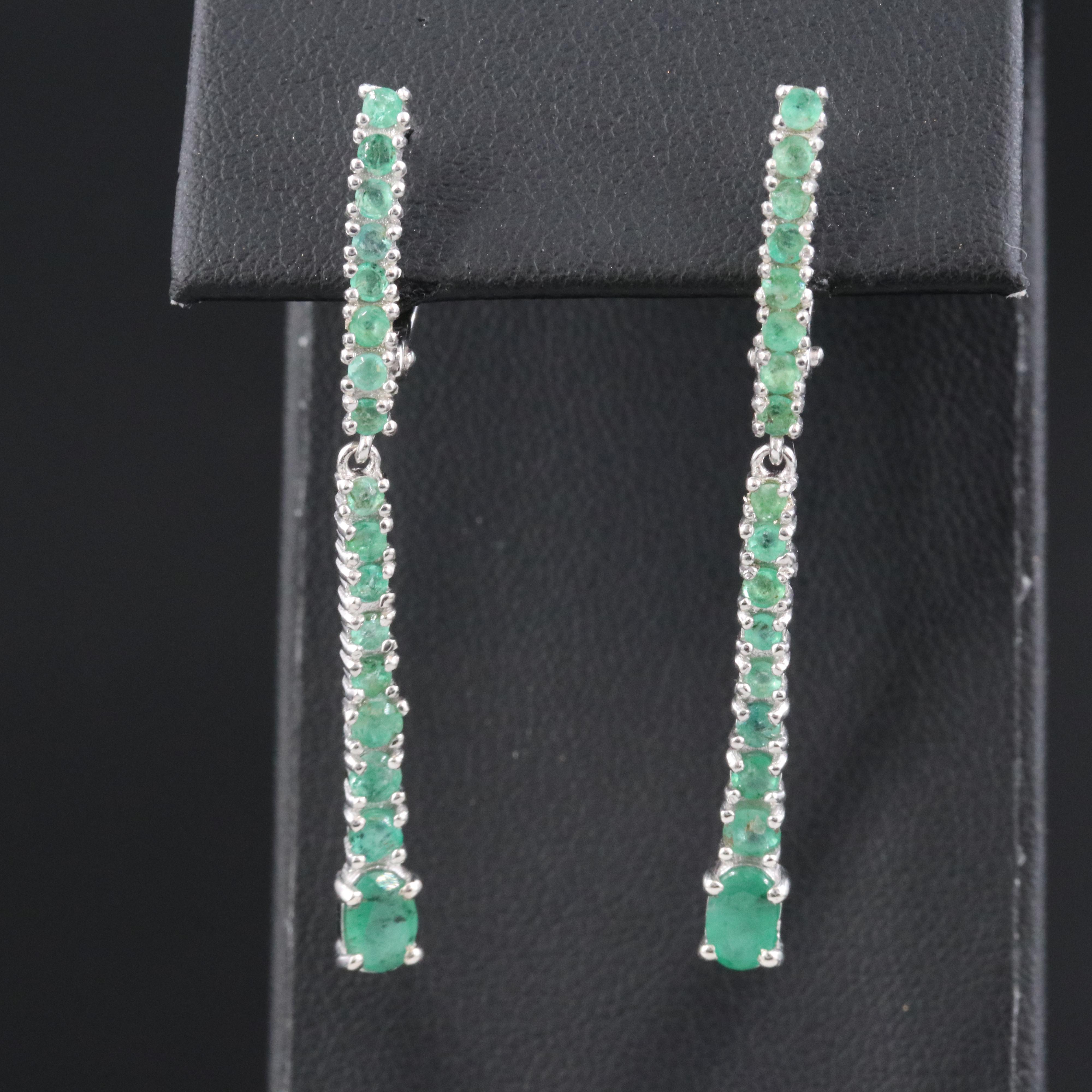 Sterling Emerald Drop Earrings