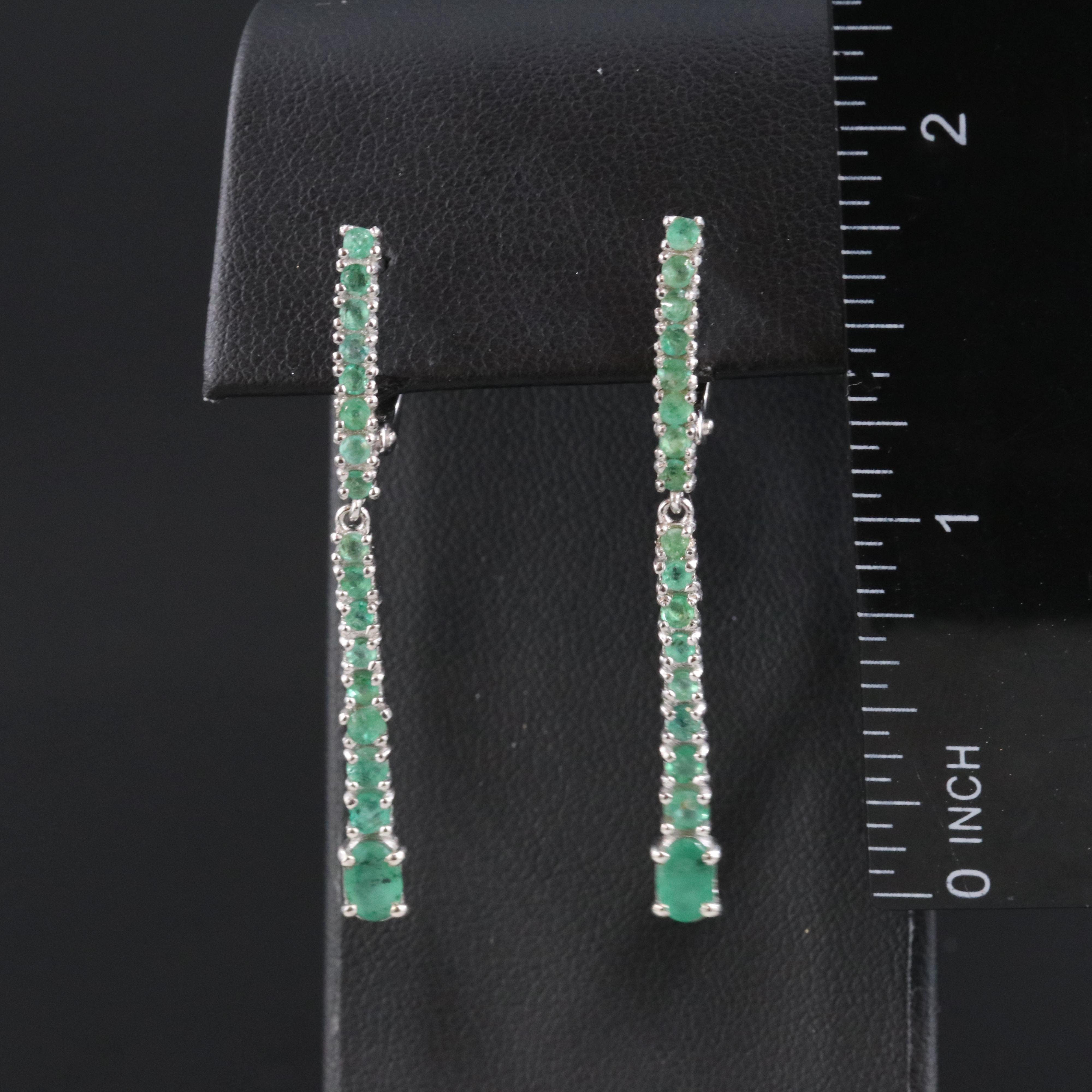 Sterling Emerald Drop Earrings