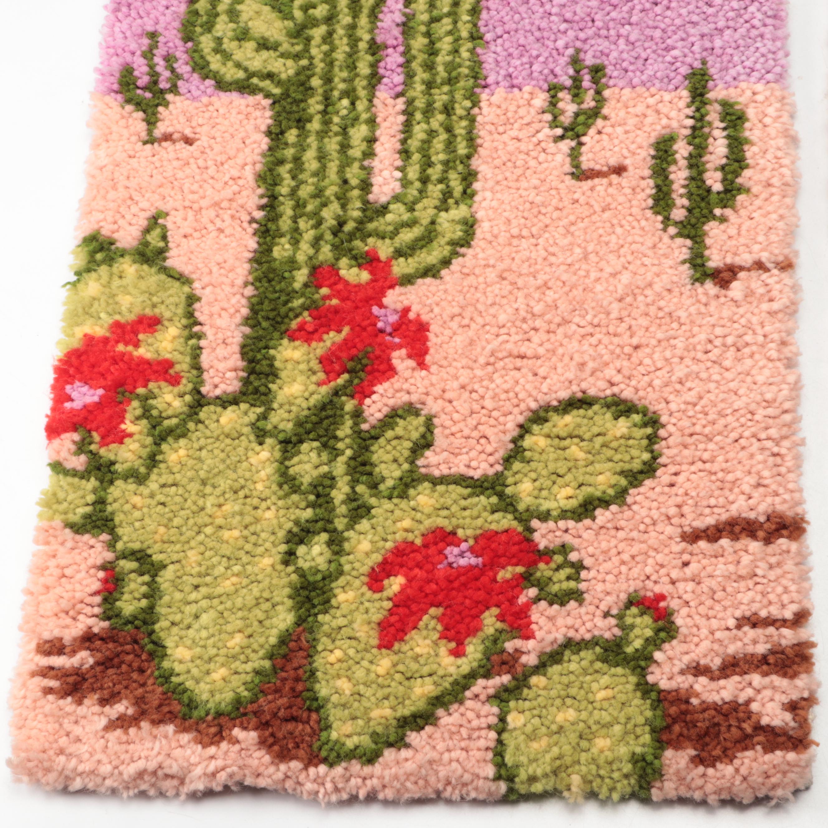 Butterfly and  Western Landscape Handmade Hooked Wall Hangings