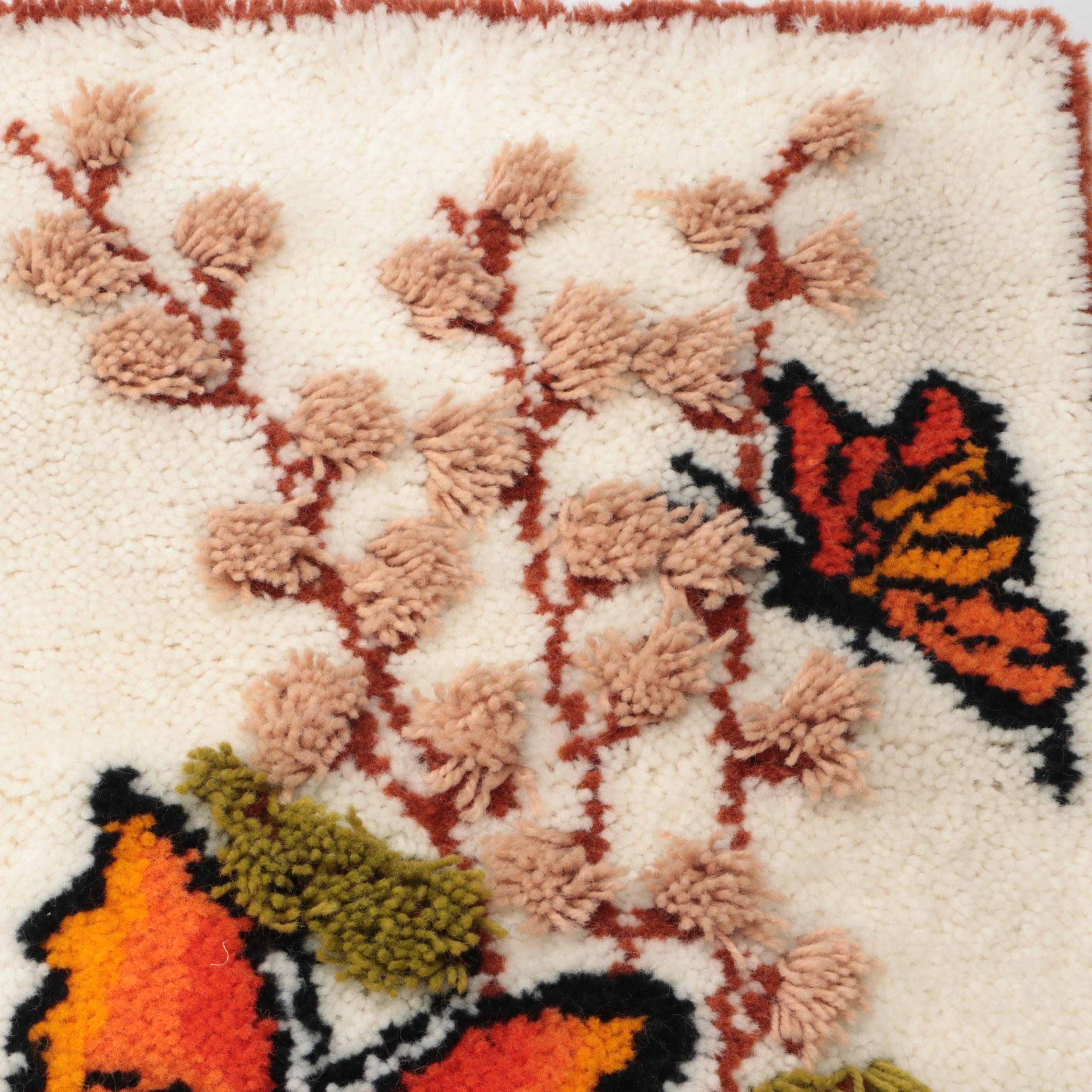 Butterfly and  Western Landscape Handmade Hooked Wall Hangings