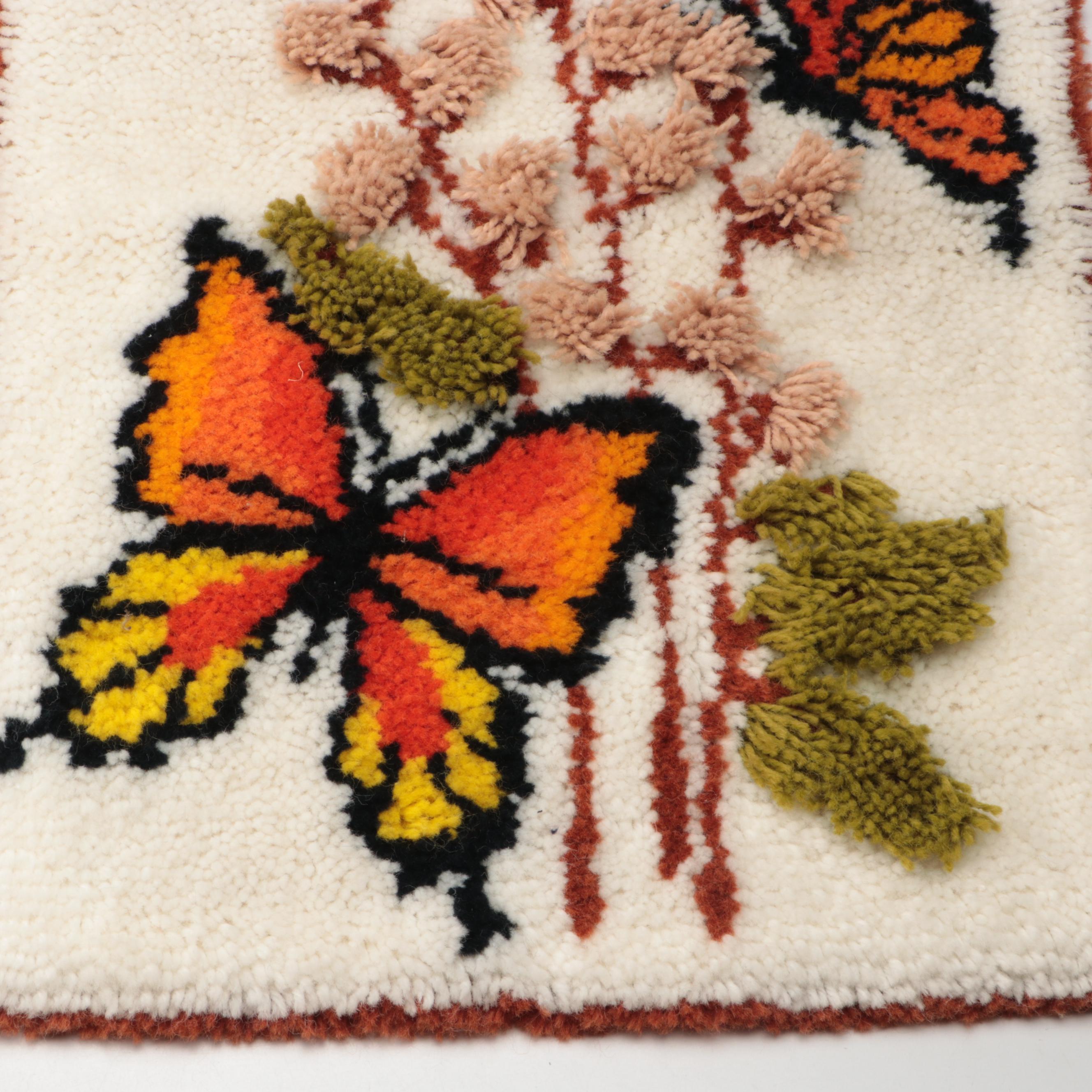Butterfly and  Western Landscape Handmade Hooked Wall Hangings
