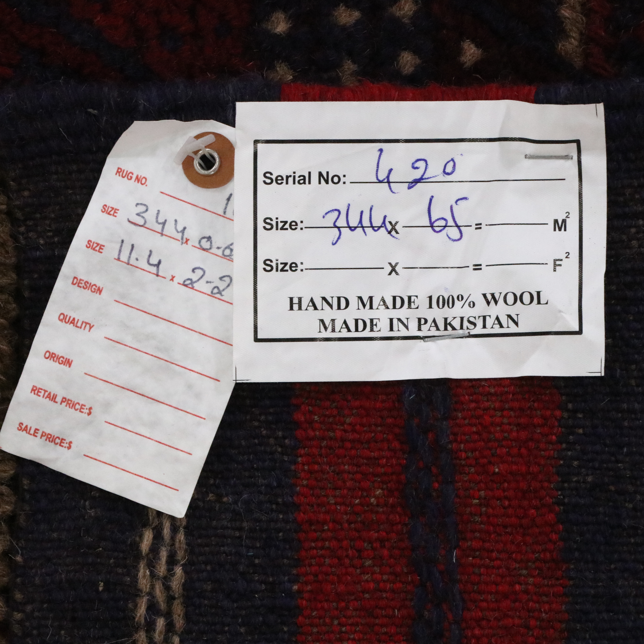 2'2 x 11'5 Handwoven Pakistani Afghan Style Mashwani Carpet Runner