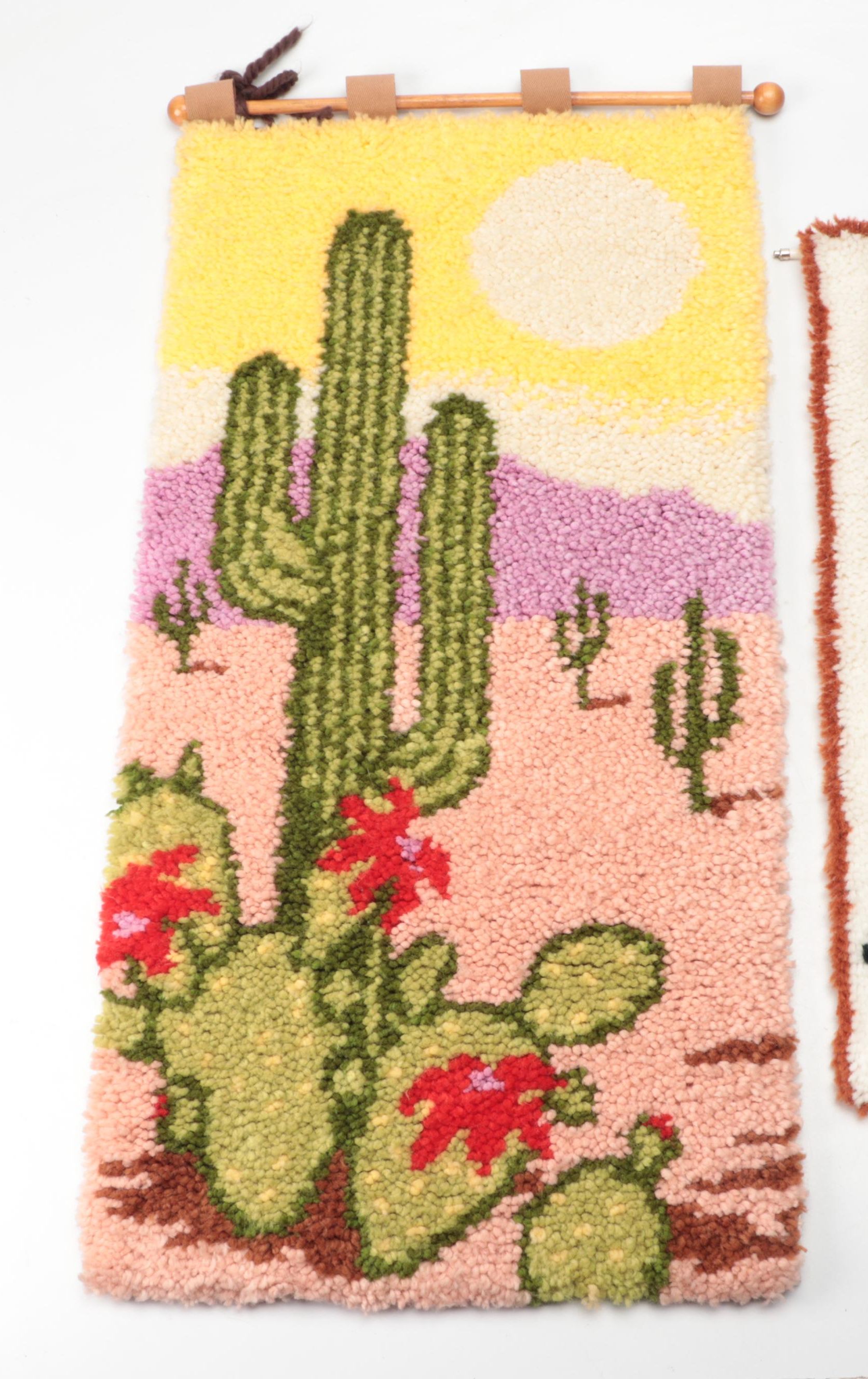 Butterfly and  Western Landscape Handmade Hooked Wall Hangings