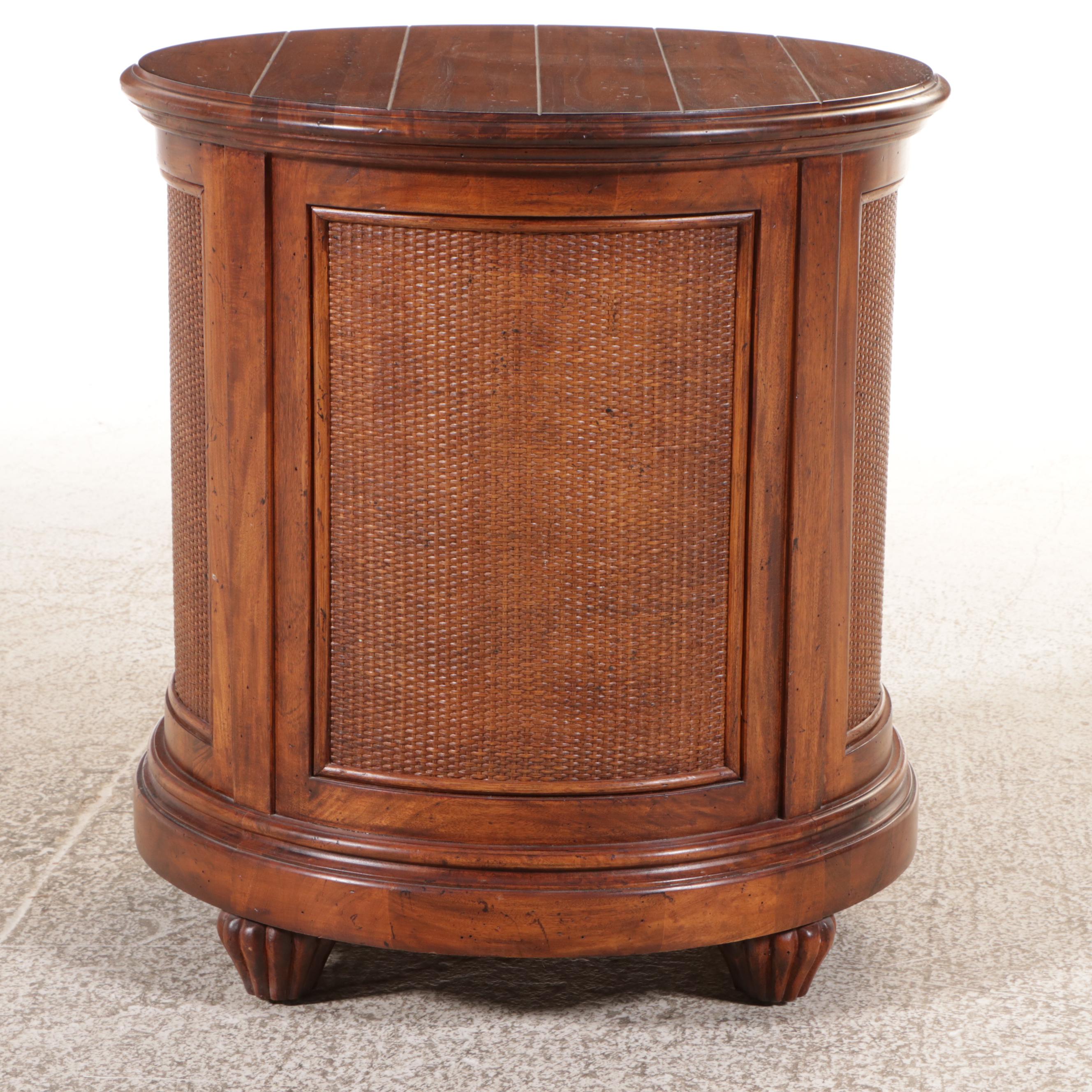 Tommy Bahama Wood and Rattan Drum Table