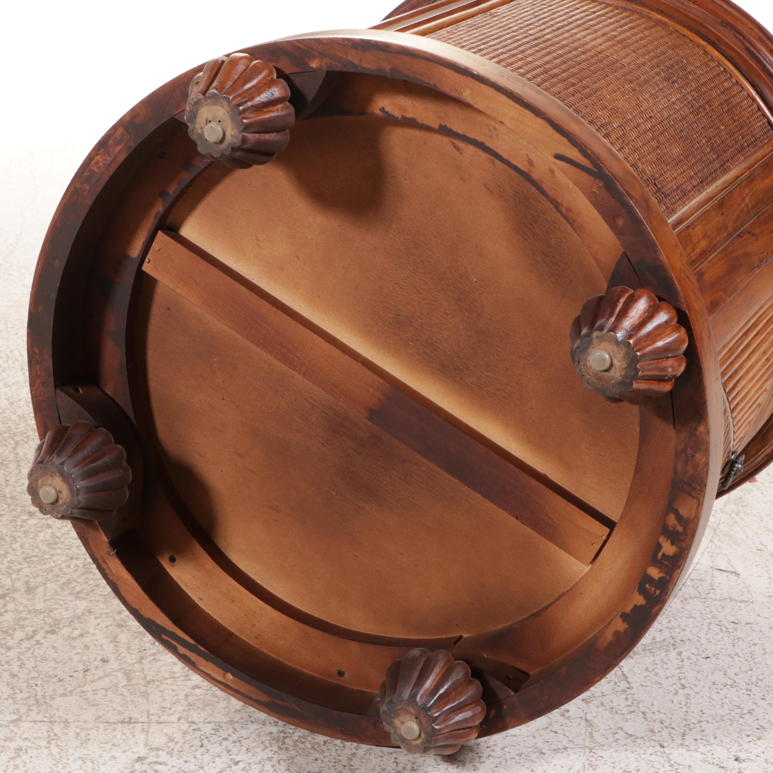 Tommy Bahama Wood and Rattan Drum Table