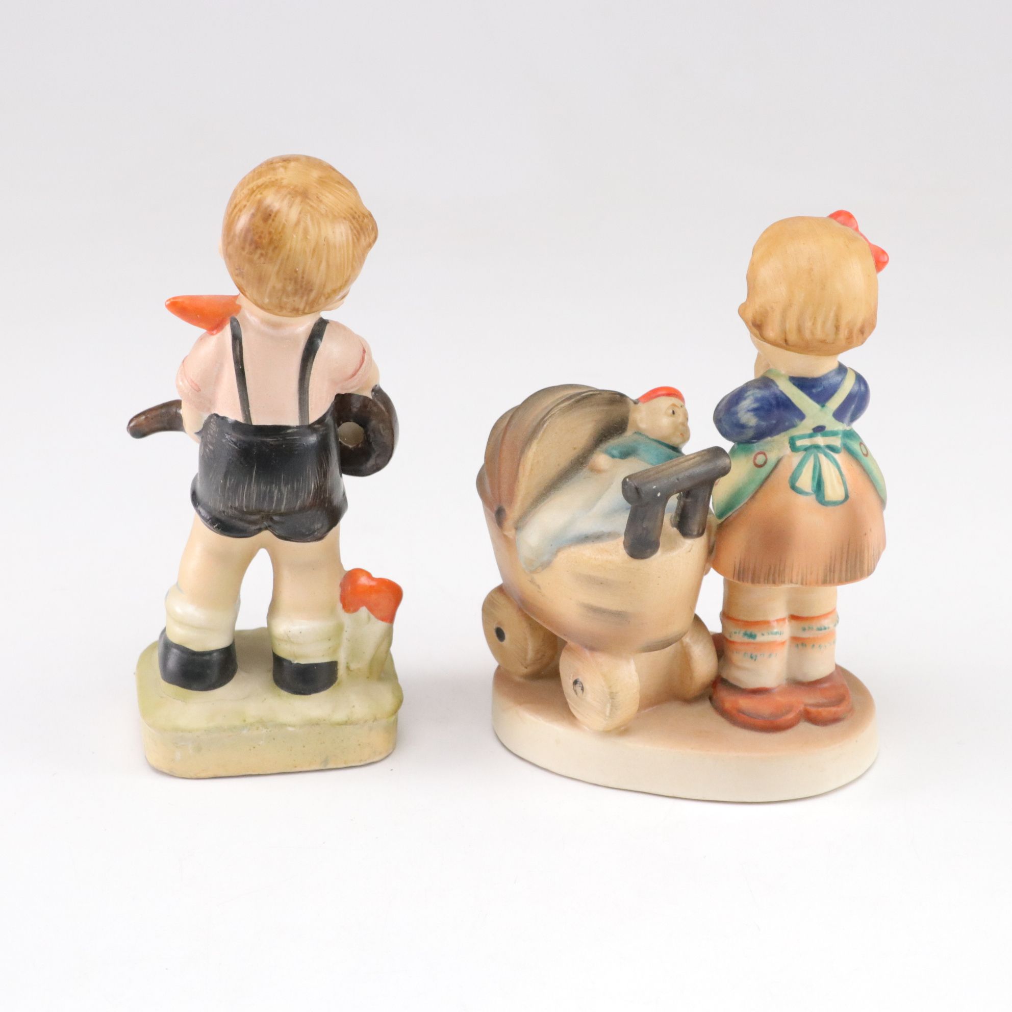Goebel Style Bisque Figurines with Vase