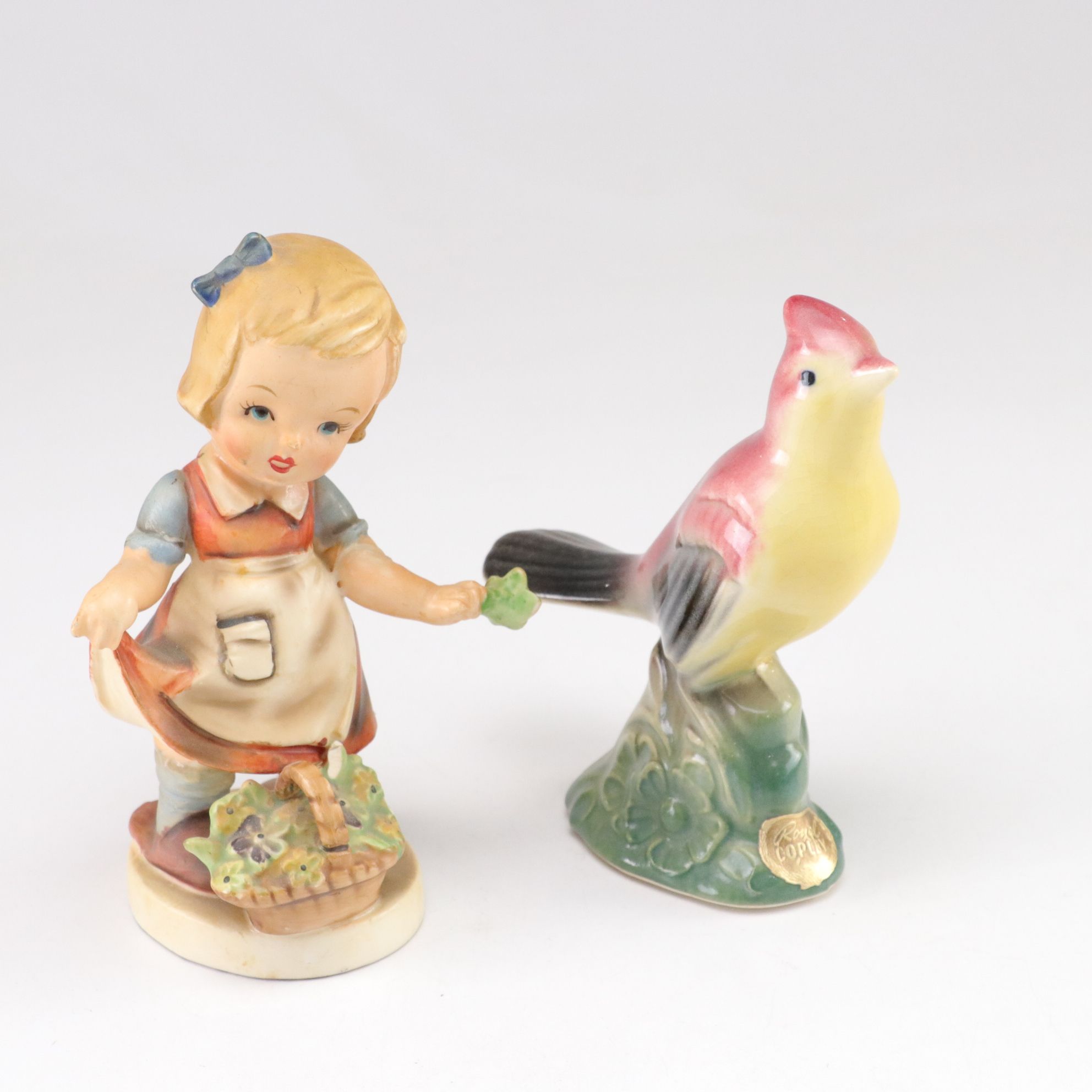 Goebel Style Bisque Figurines with Vase