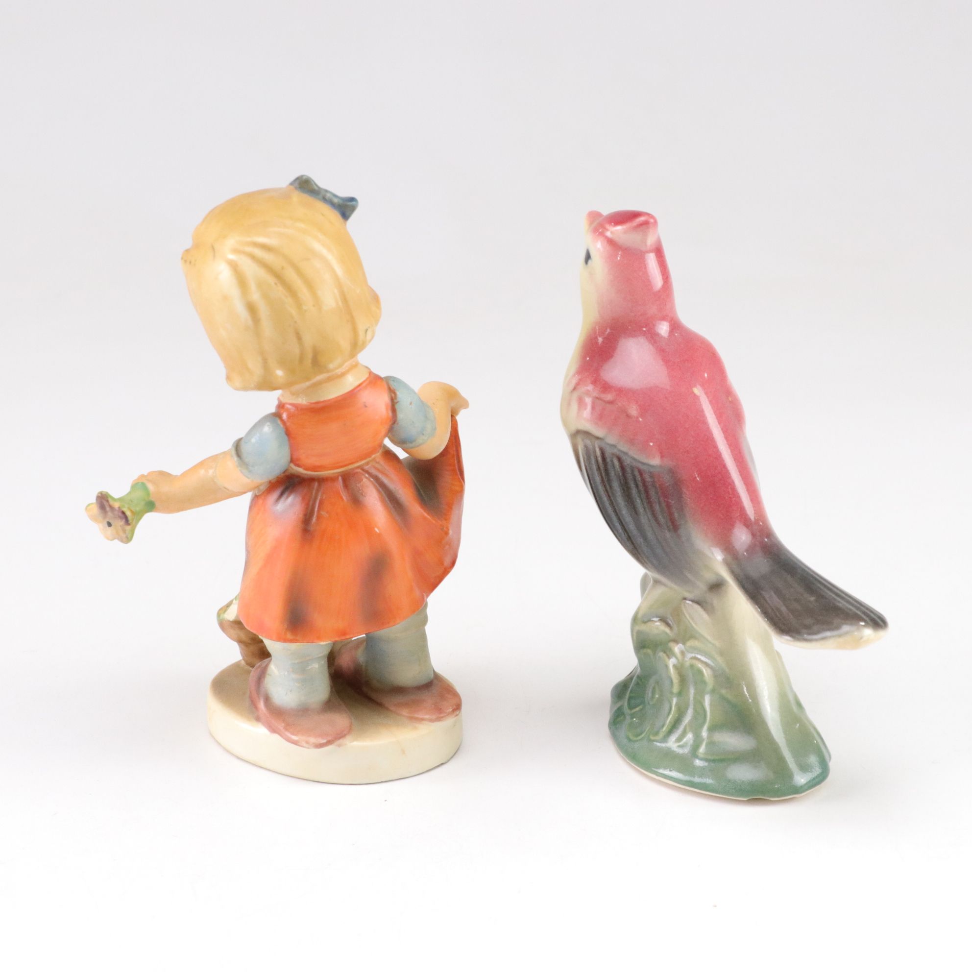 Goebel Style Bisque Figurines with Vase