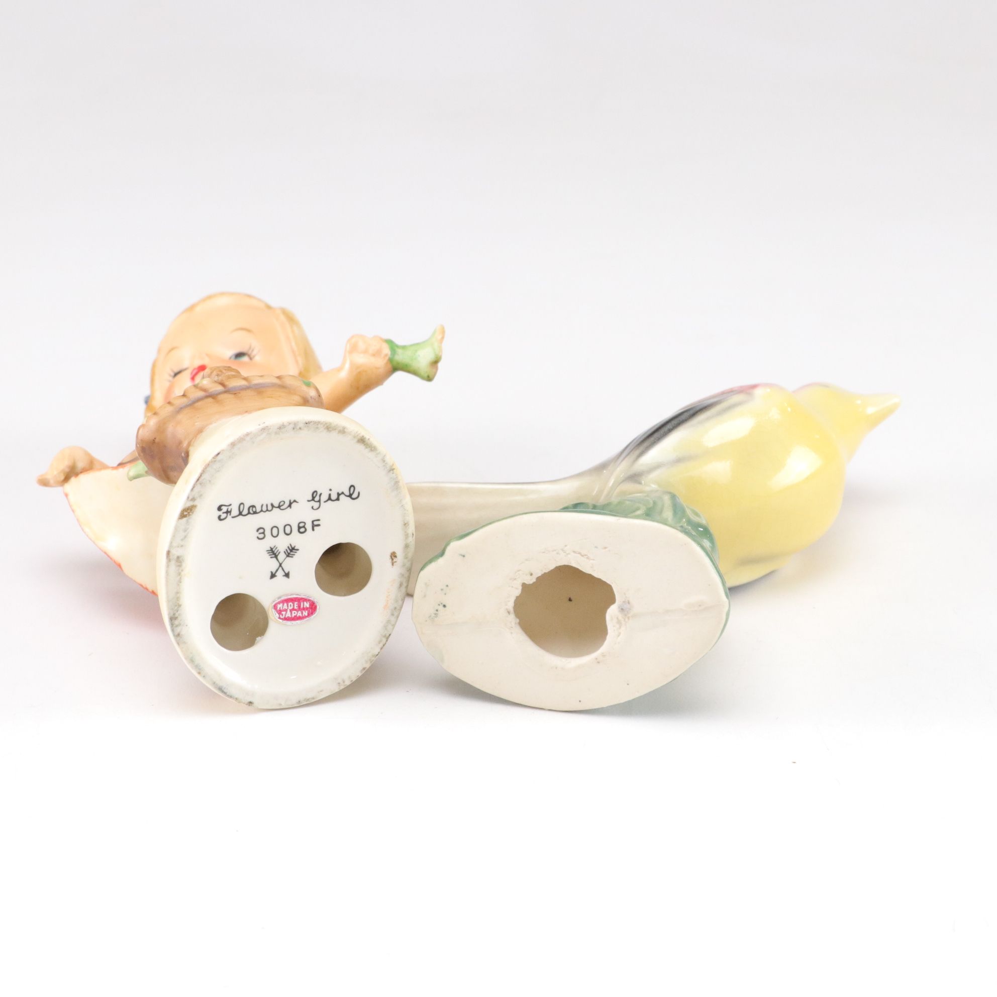 Goebel Style Bisque Figurines with Vase