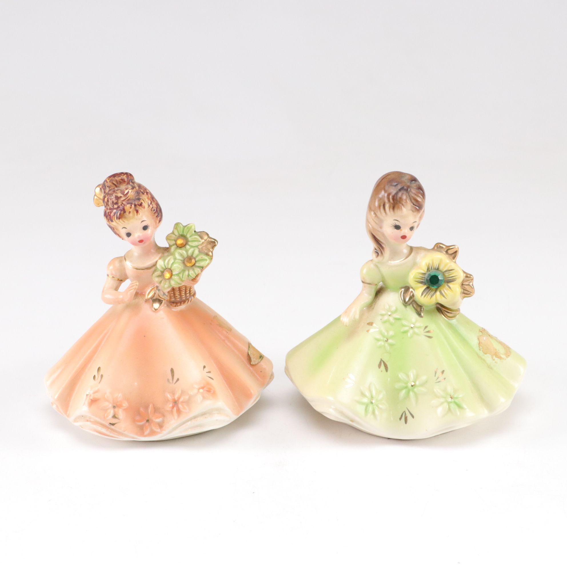 Goebel Style Bisque Figurines with Vase