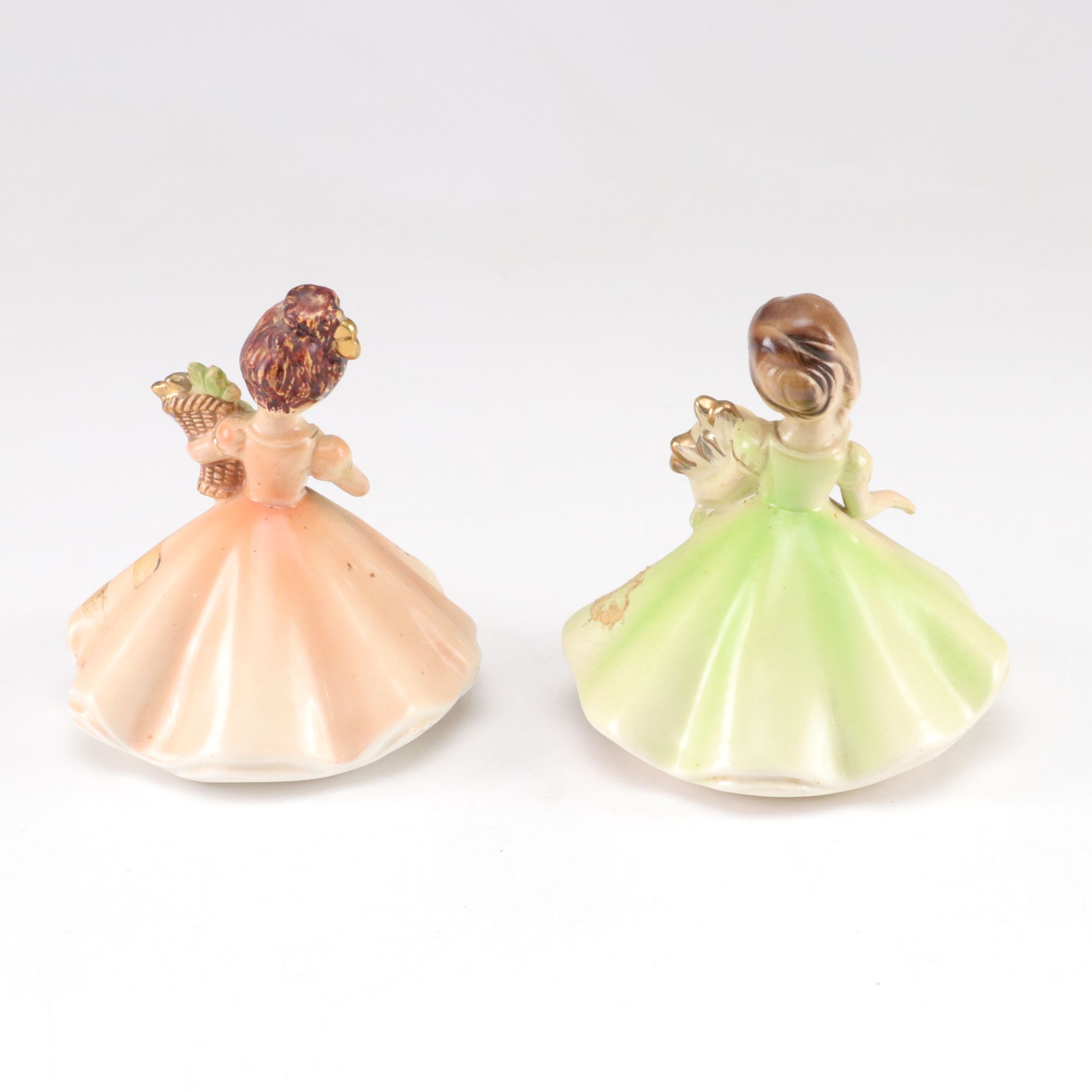 Goebel Style Bisque Figurines with Vase