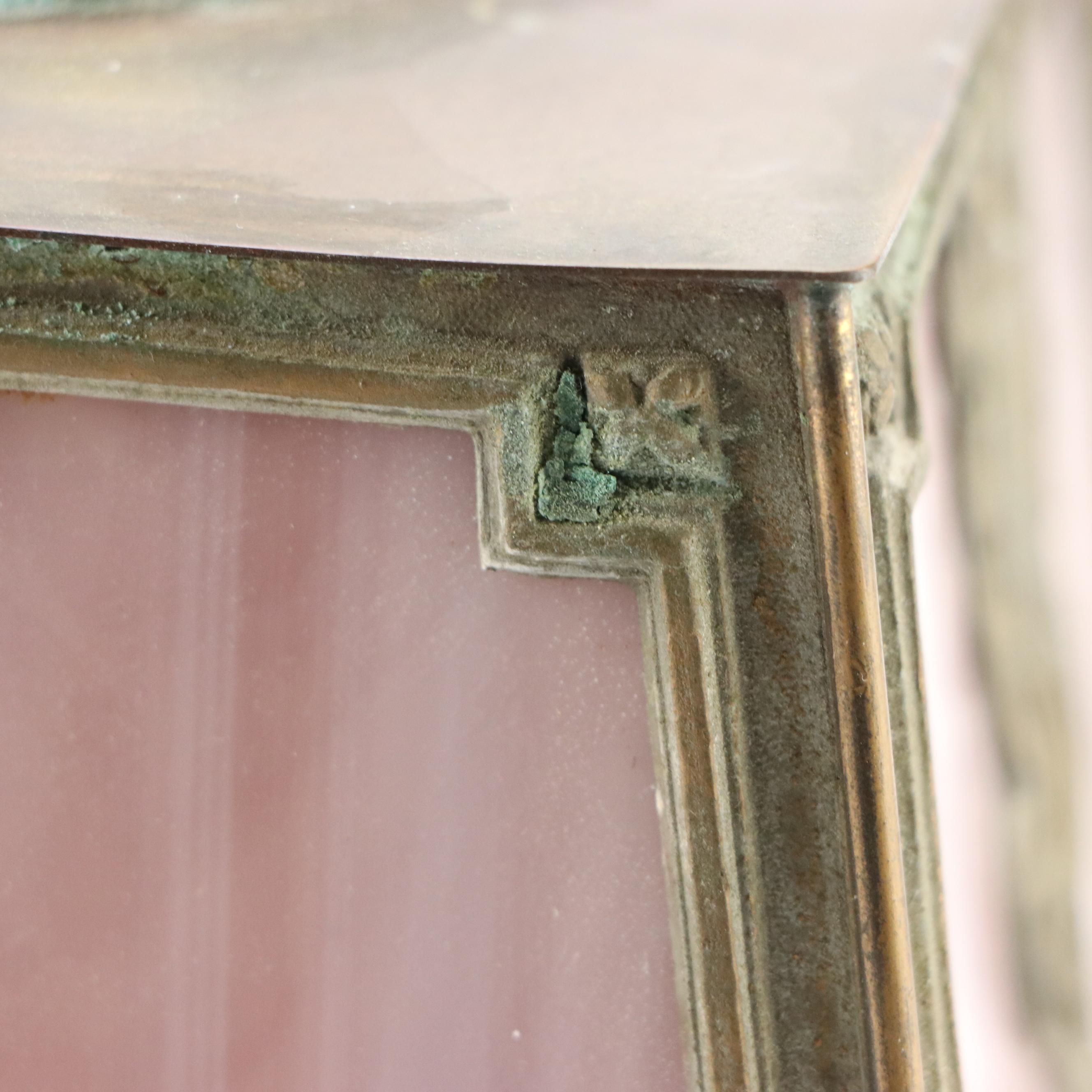 Empire Revival Style Panel Slag Glass Accent Lamp, Early 20th Century